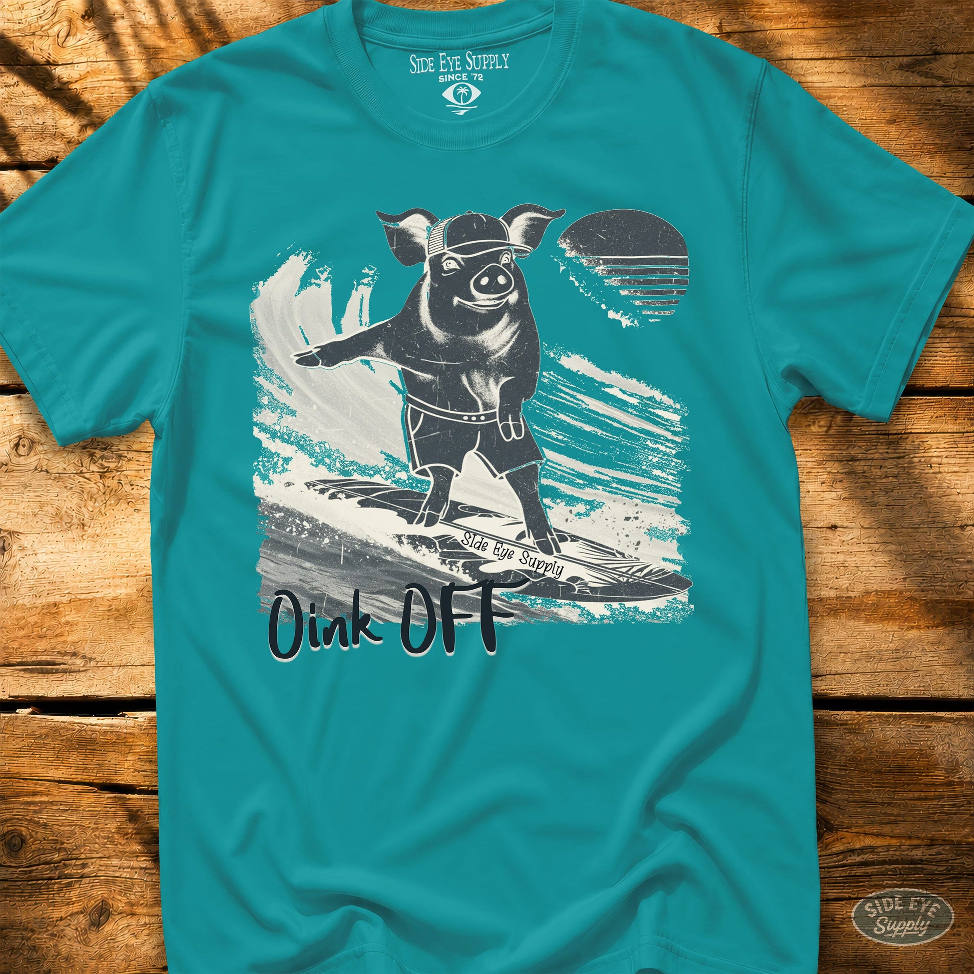 Oink Off Tee Tropical Blue / S - by Side Eye Supply - Surf Beach Life Apparel