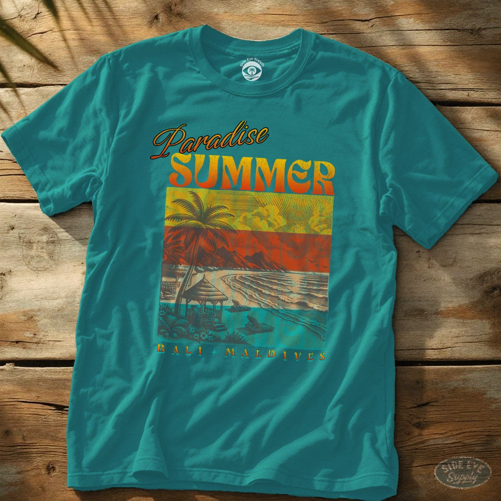 Paradise Summer Tee Tropical Blue / S - by Side Eye Supply - Surf Beach Life Apparel