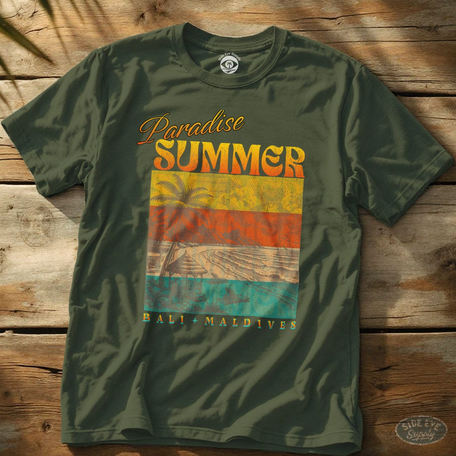 Paradise Summer Tee Military Green / S - by Side Eye Supply - Surf Beach Life Apparel