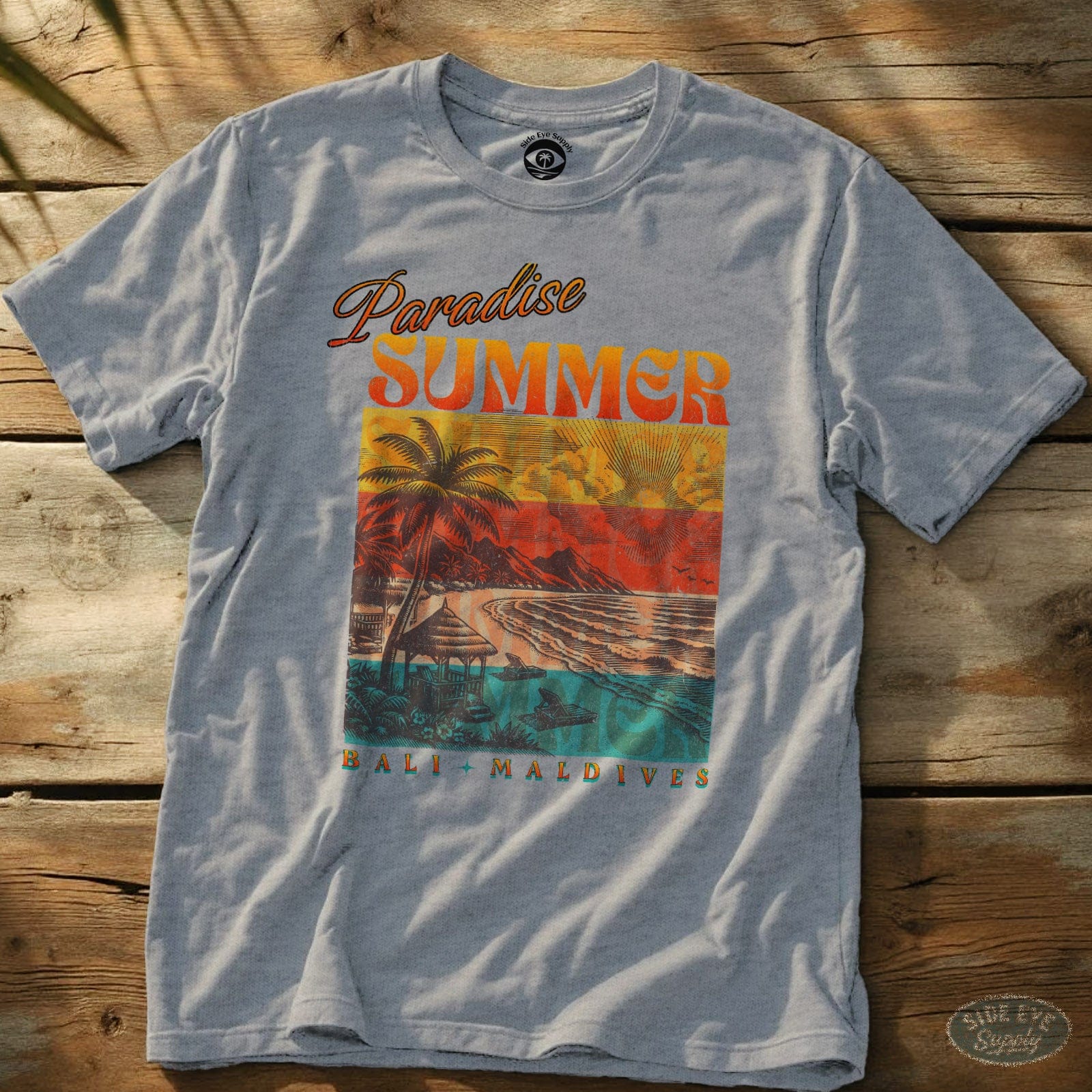 Paradise Summer Tee Sport Grey / S - by Side Eye Supply - Surf Beach Life Apparel