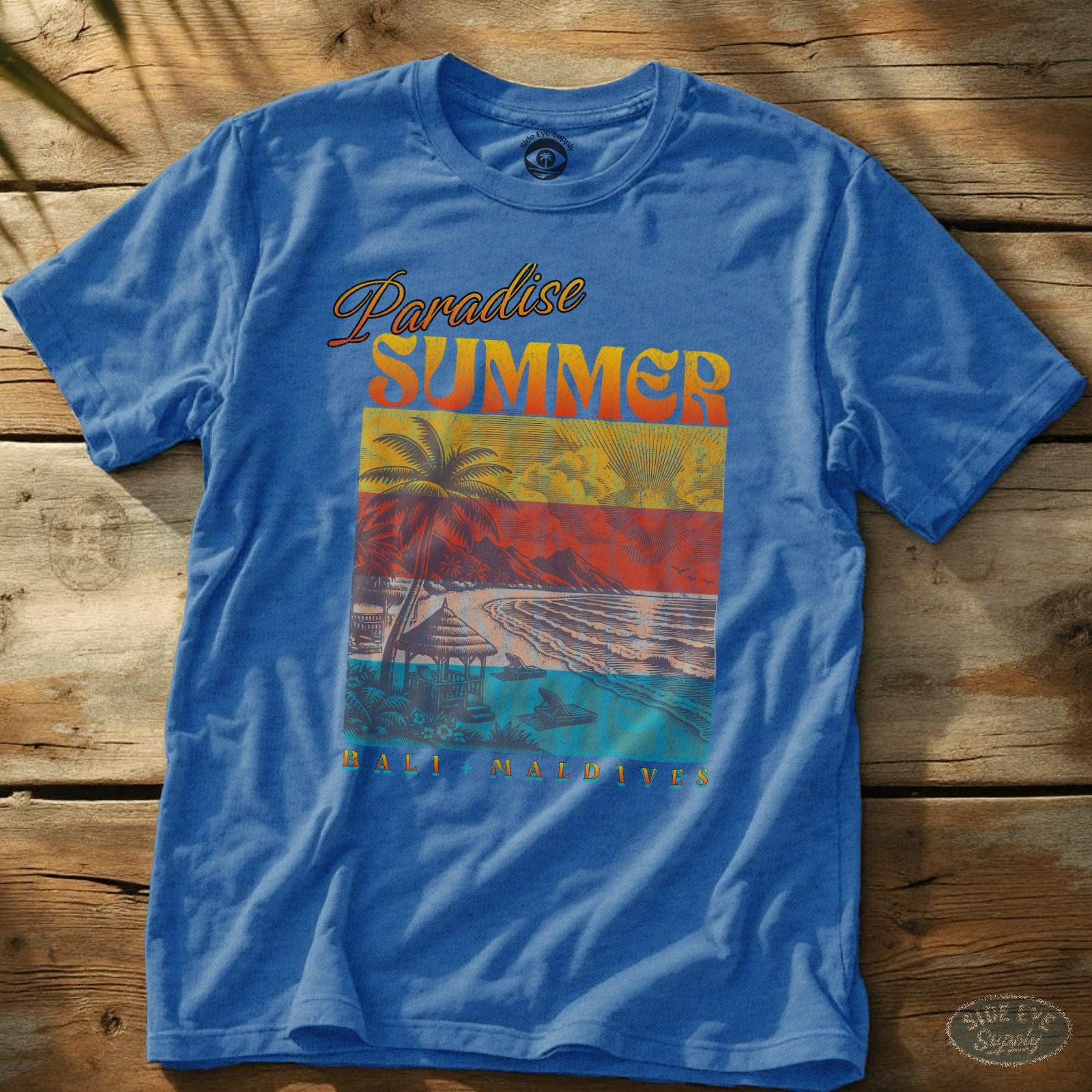 Paradise Summer Tee Heather Royal / S - by Side Eye Supply - Surf Beach Life Apparel