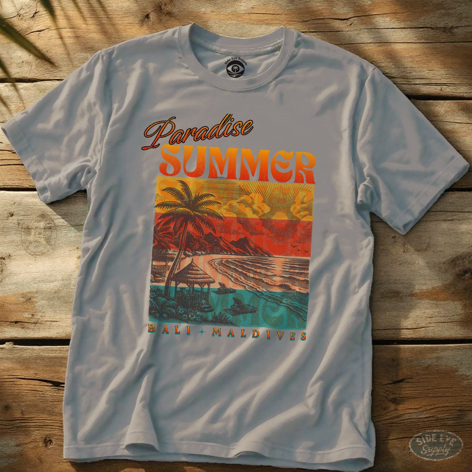 Paradise Summer Tee Ice Grey / S - by Side Eye Supply - Surf Beach Life Apparel