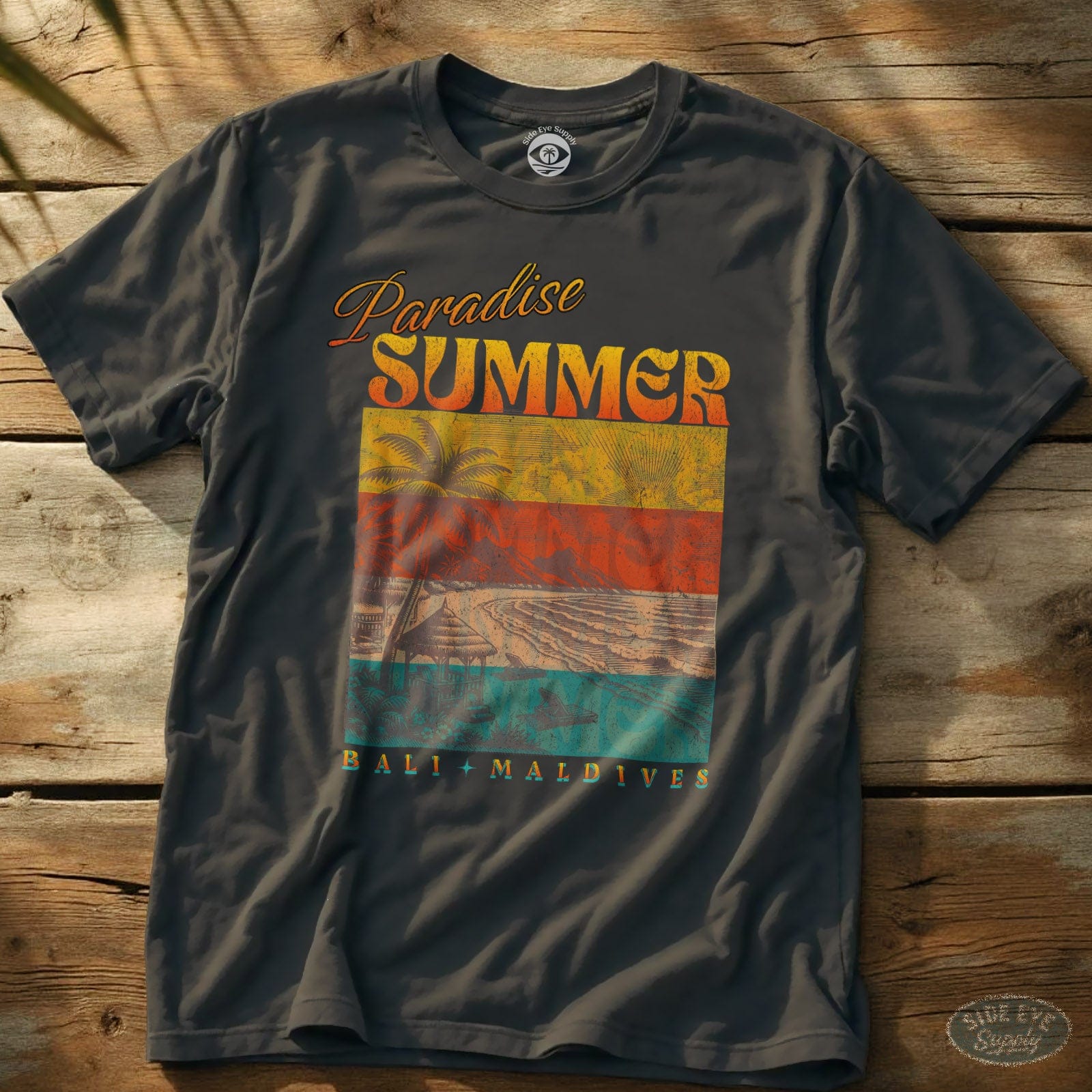 Paradise Summer Tee Charcoal / S - by Side Eye Supply - Surf Beach Life Apparel