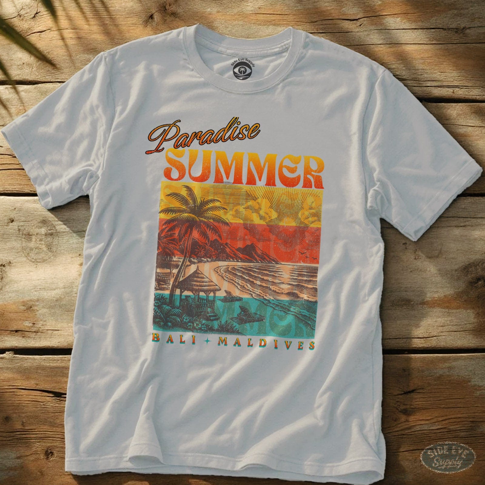 Paradise Summer Tee White / S - by Side Eye Supply - Surf Beach Life Apparel