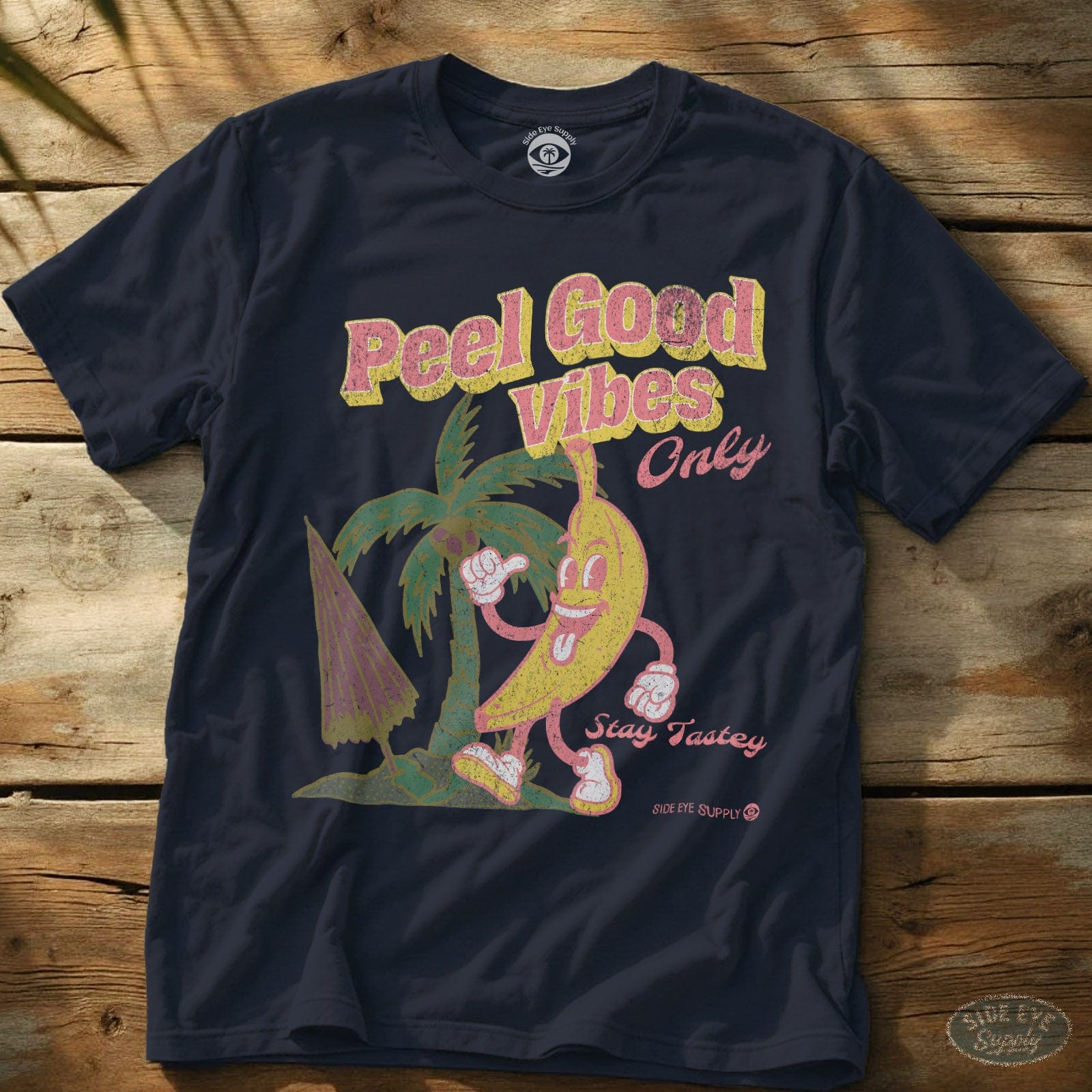 Peel Good Vibes Only T-Shirt Navy / S - by Side Eye Supply - Surf Beach Life Apparel
