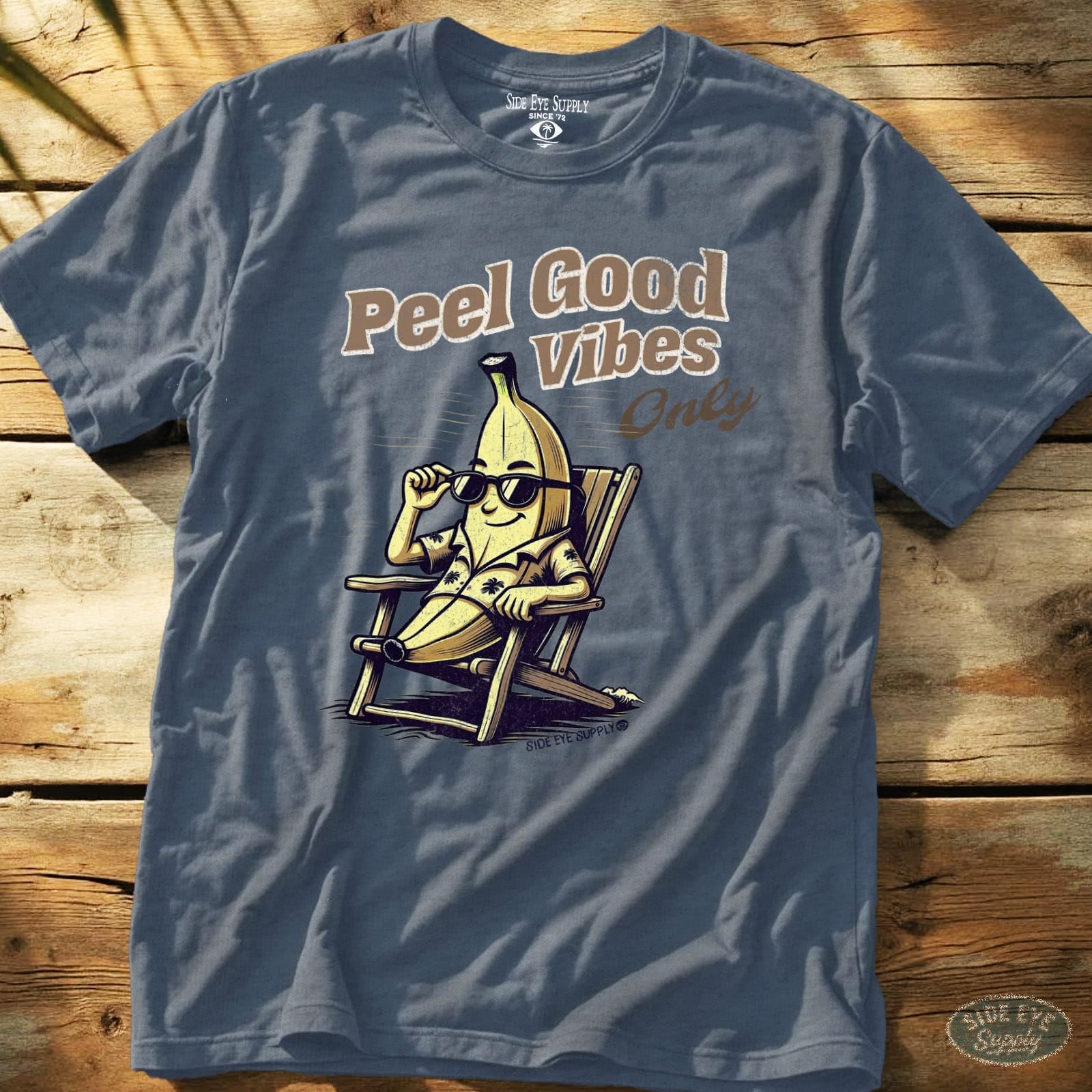 Peel Good Vibes Only Tee Heather Indigo / S - by Side Eye Supply - Surf Beach Life Apparel