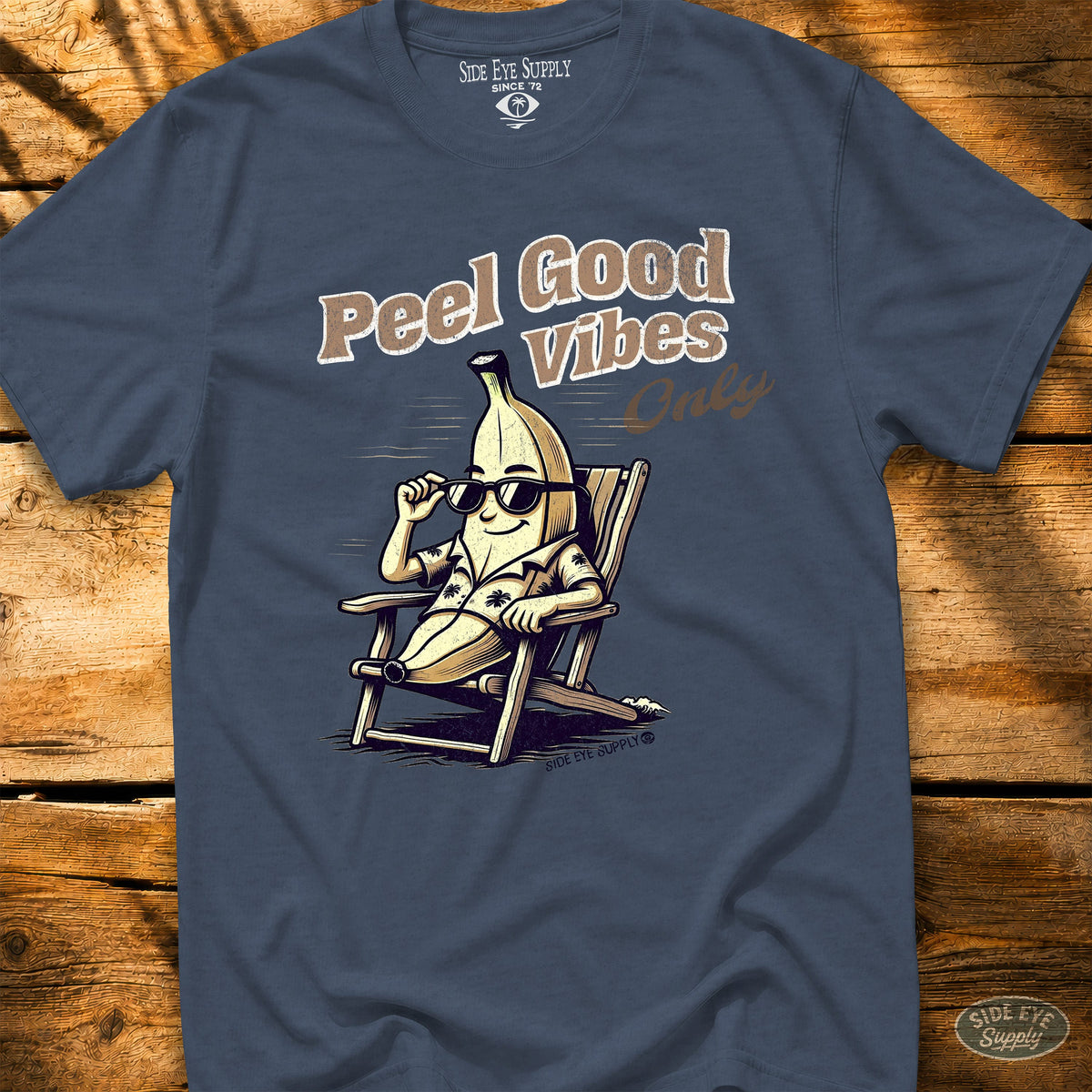 Peel Good Vibes Only Tee Heather Indigo / S - by Side Eye Supply - Surf Beach Life Apparel