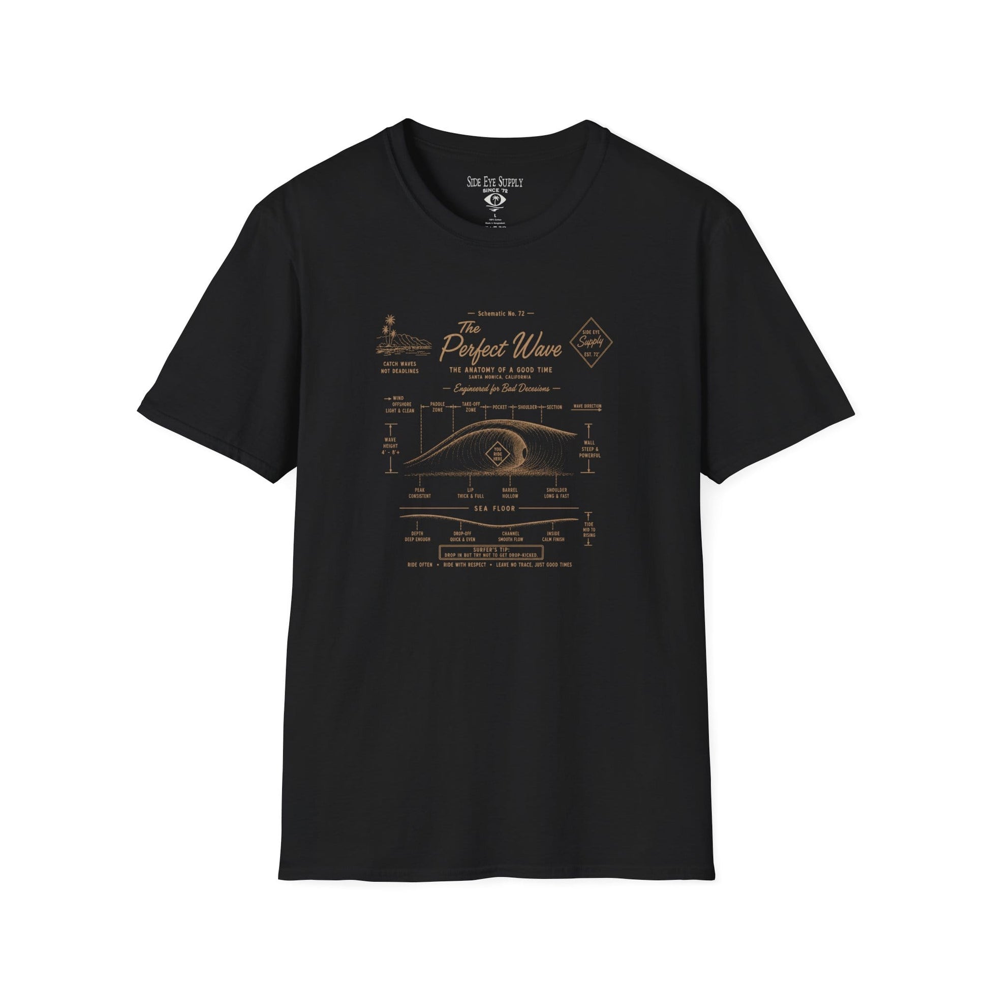 Perfect Wave Tee Black / S - by Side Eye Supply - Surf Beach Life Apparel