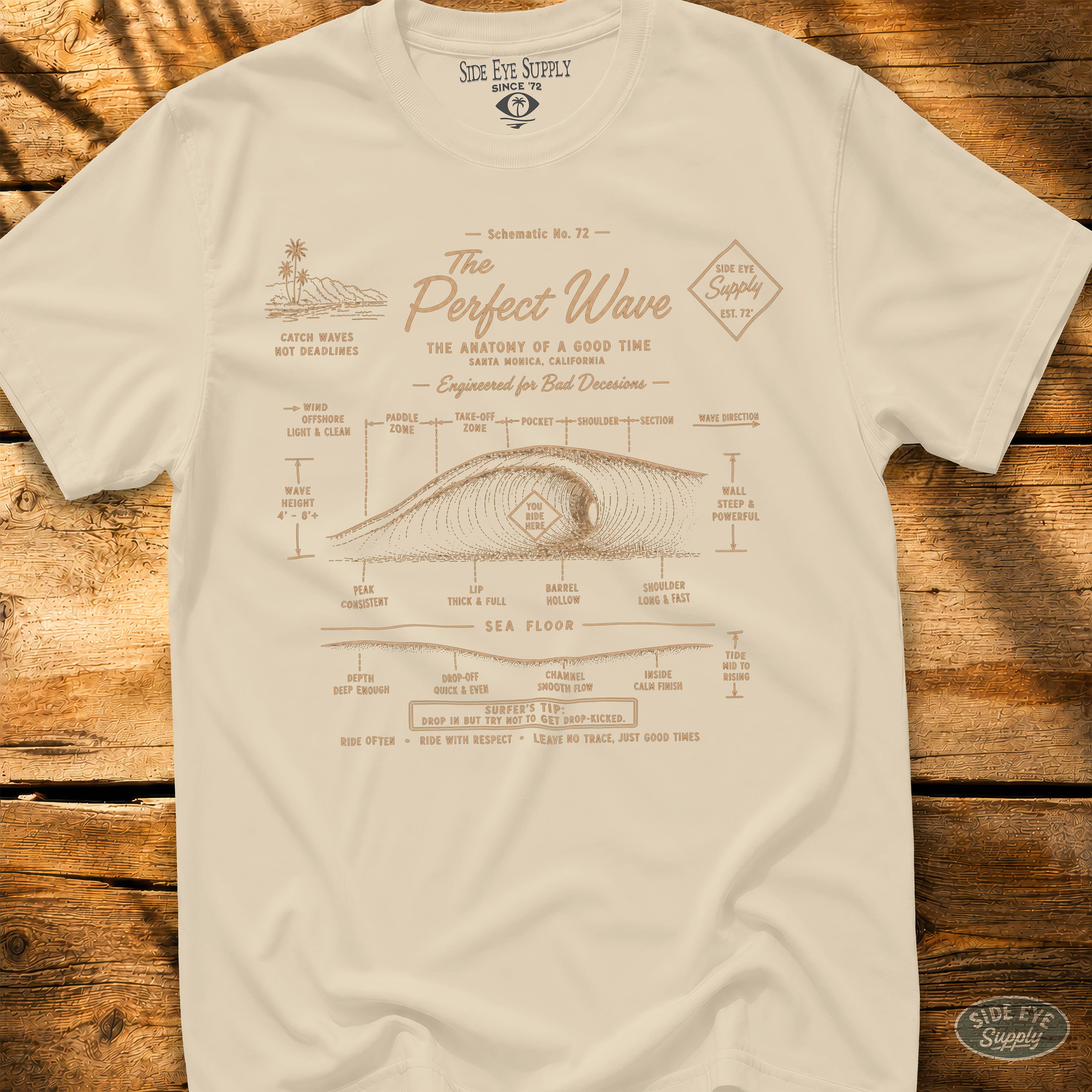 Perfect Wave Tee Natural / S - by Side Eye Supply - Surf Beach Life Apparel