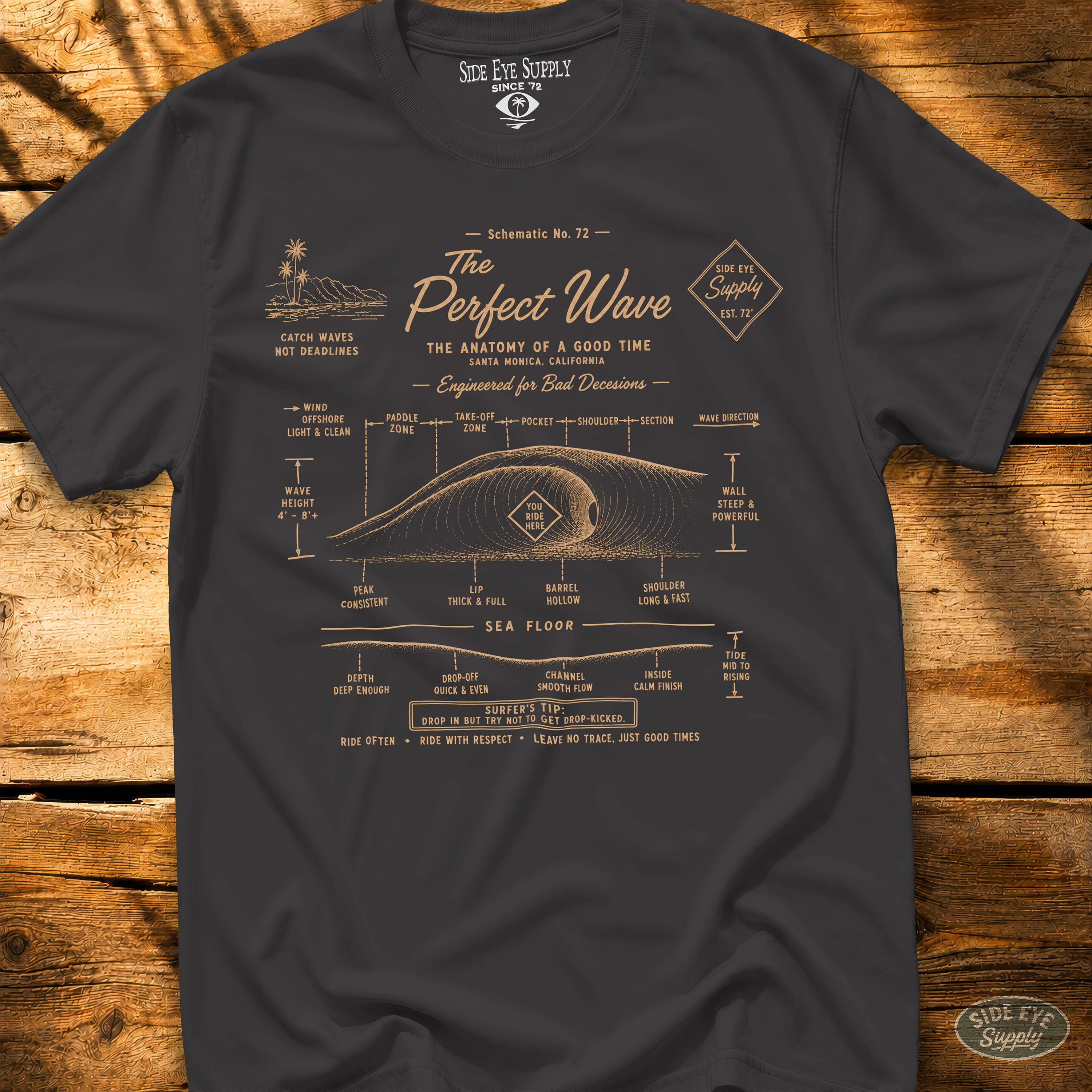 Perfect Wave Tee Black / S - by Side Eye Supply - Surf Beach Life Apparel