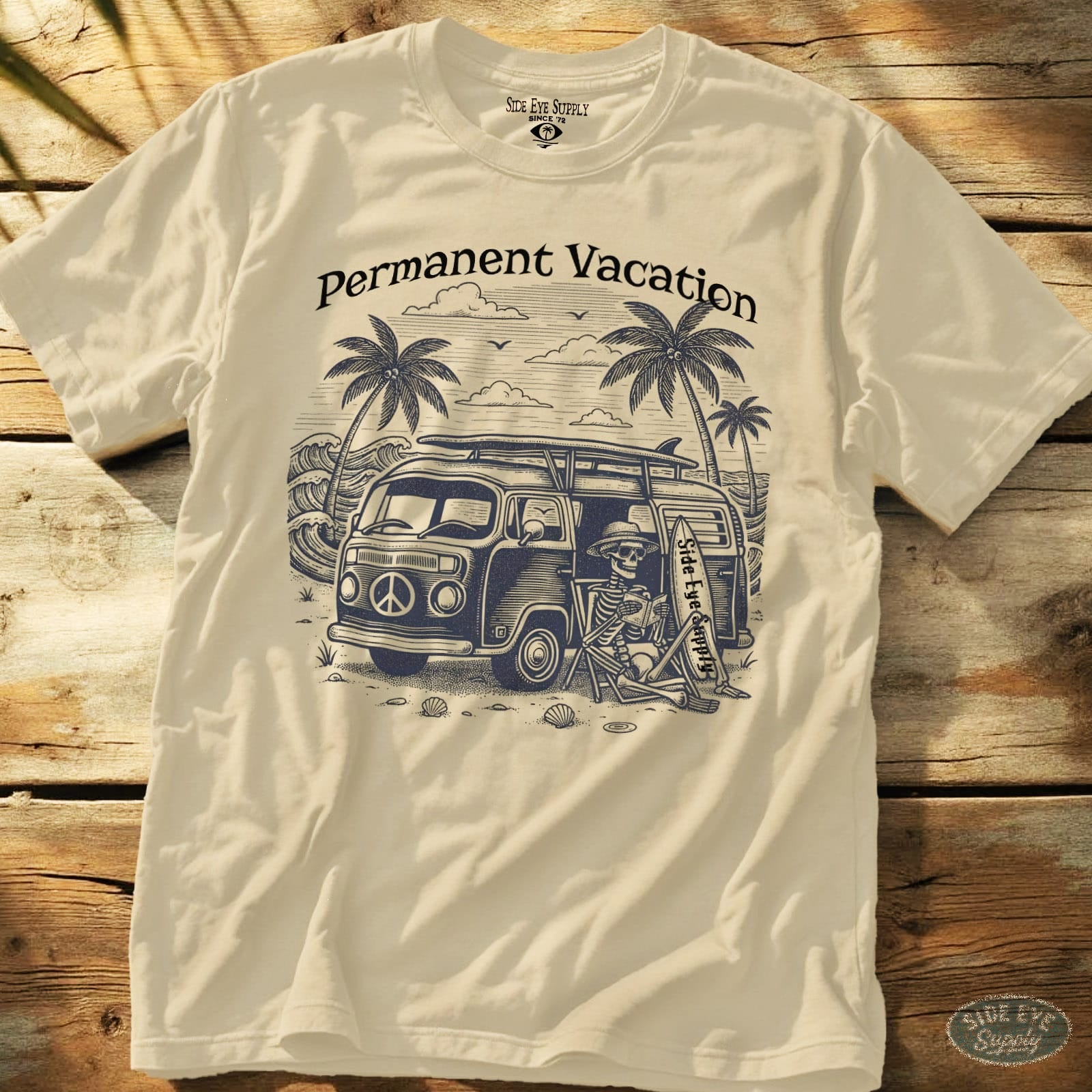 Permanent Vacation Tee Natural / S - by Side Eye Supply - Surf Beach Life Apparel