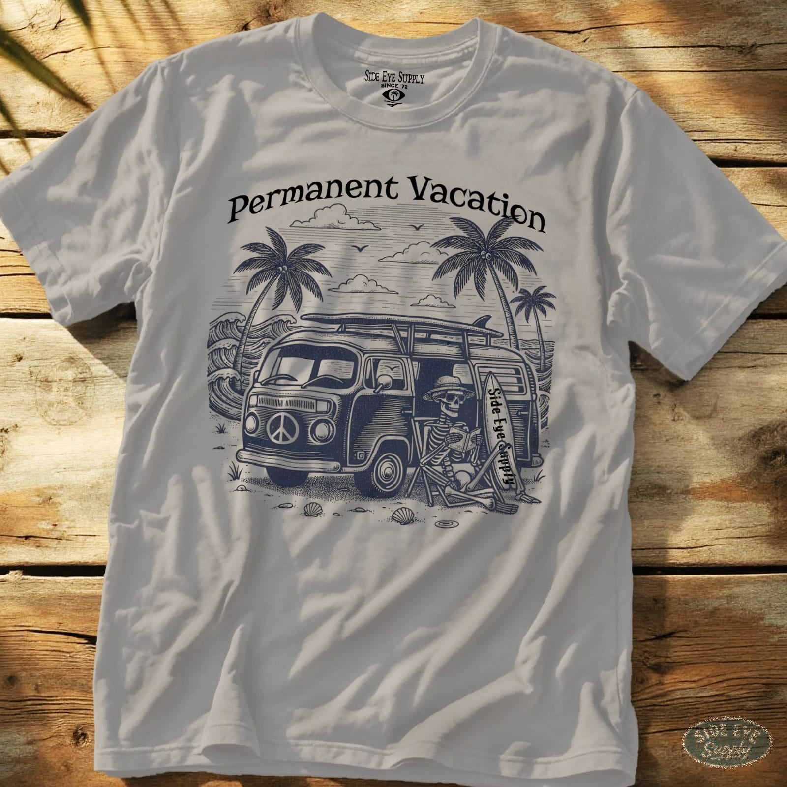 Permanent Vacation Tee Ice Grey / S - by Side Eye Supply - Surf Beach Life Apparel