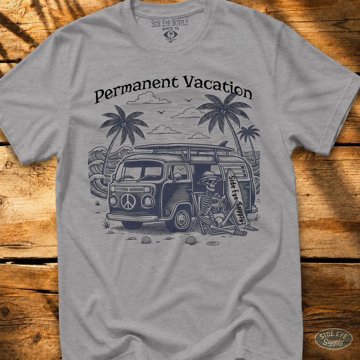 Permanent Vacation Tee Sport Grey / S - by Side Eye Supply - Surf Beach Life Apparel