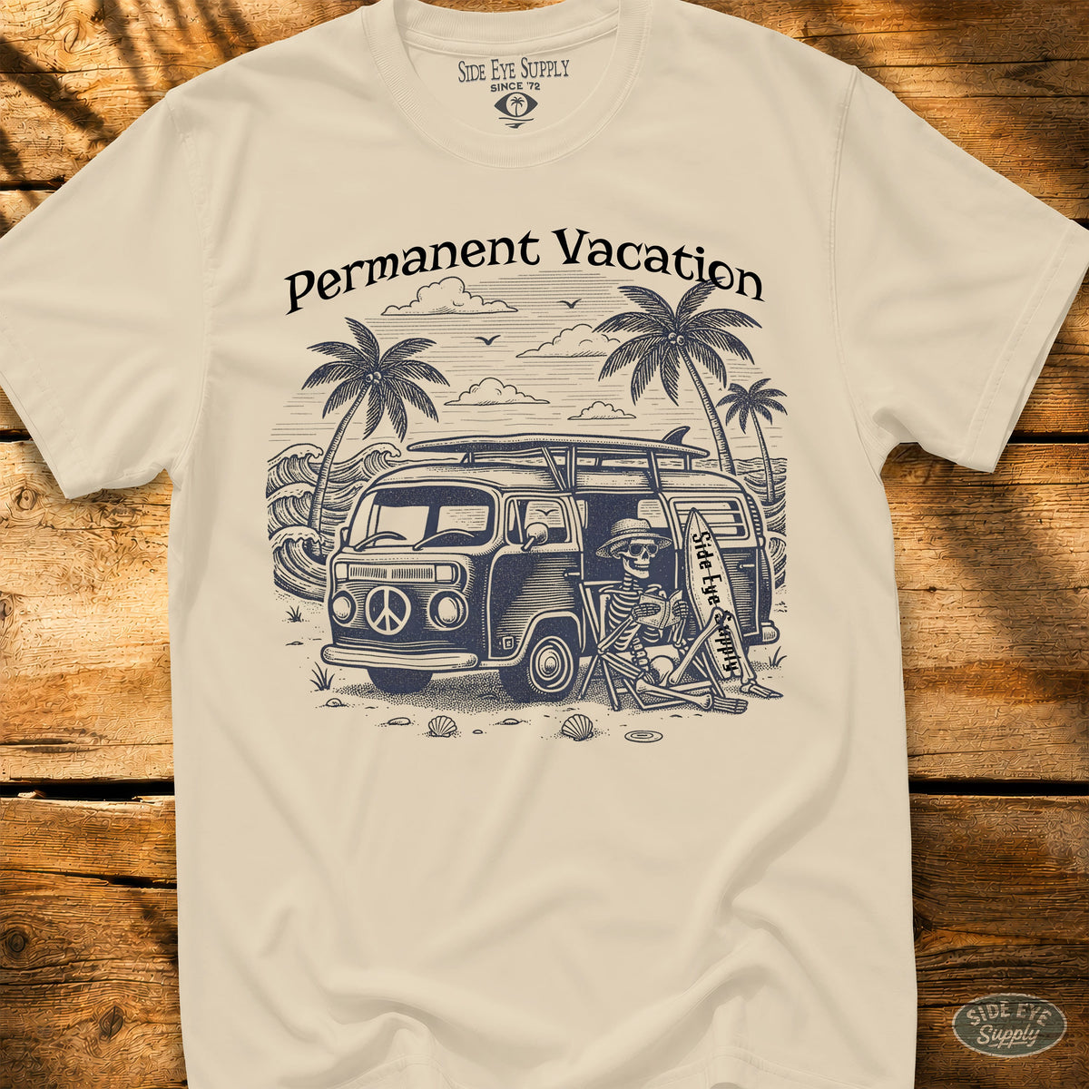 Permanent Vacation Tee Natural / S - by Side Eye Supply - Surf Beach Life Apparel