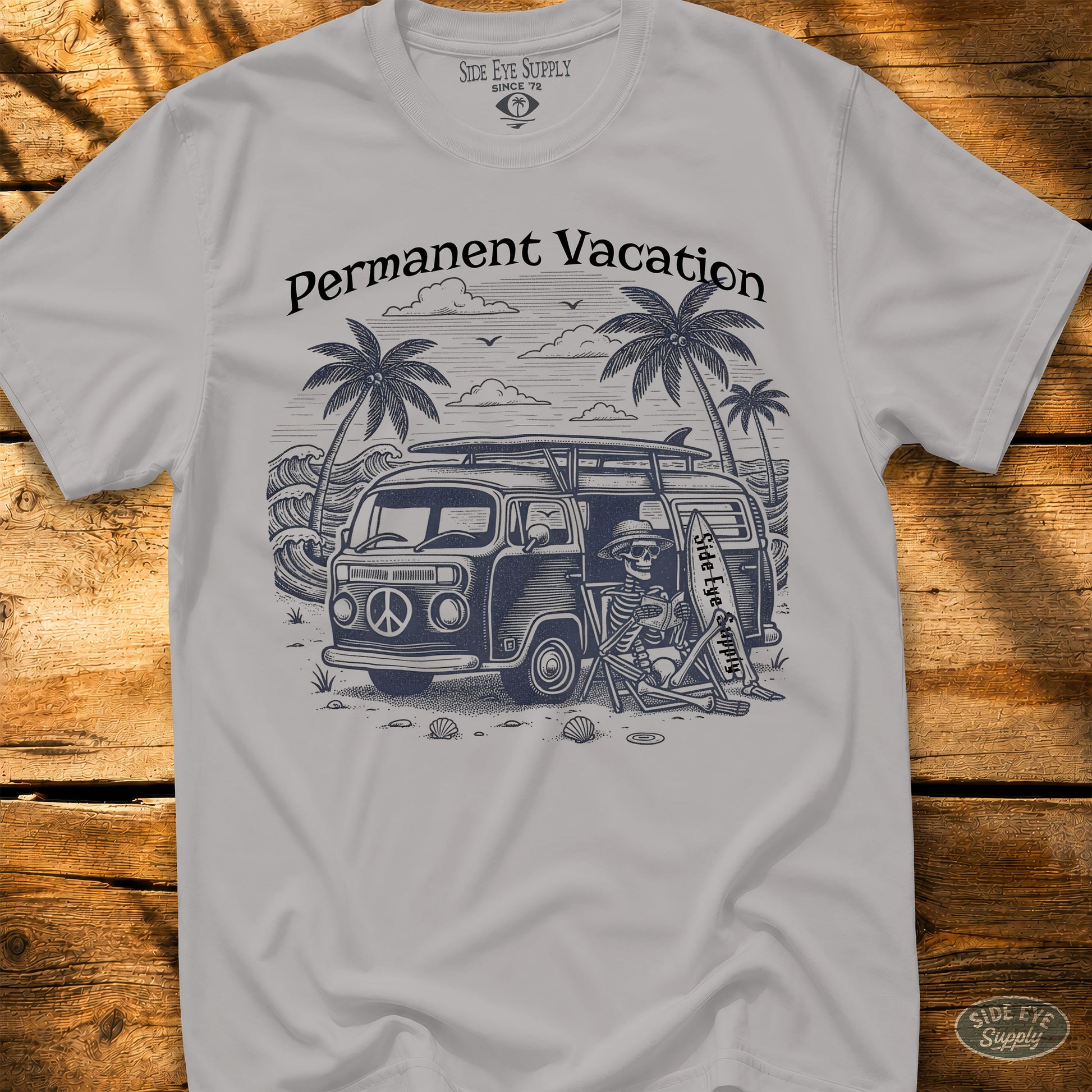 Permanent Vacation Tee Ice Grey / S - by Side Eye Supply - Surf Beach Life Apparel