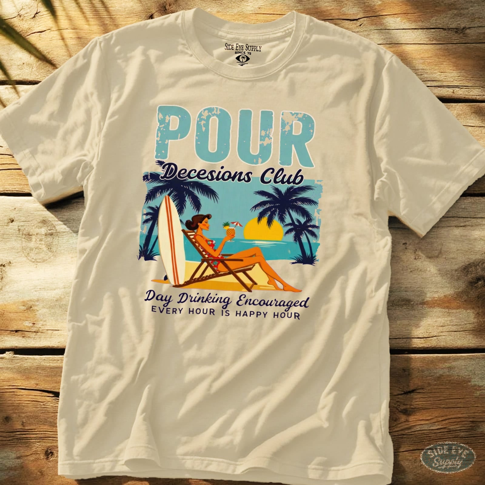 Pour Decisions Club Tee Natural / S - by Side Eye Supply - Surf Beach Life Apparel