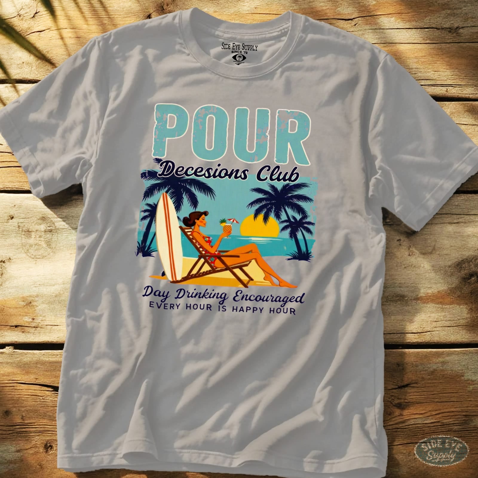 Pour Decisions Club Tee Ice Grey / S - by Side Eye Supply - Surf Beach Life Apparel