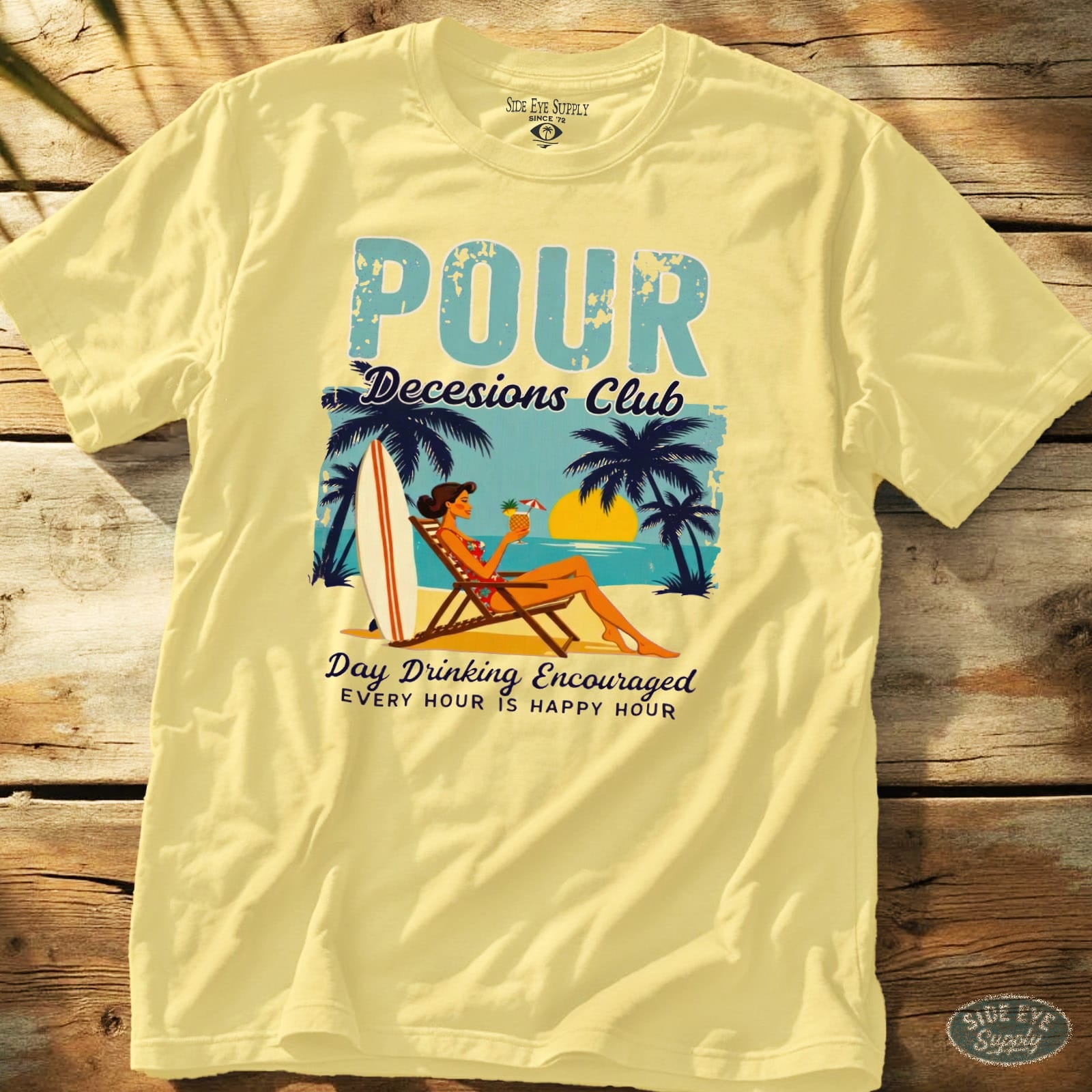 Pour Decisions Club Tee Cornsilk / S - by Side Eye Supply - Surf Beach Life Apparel