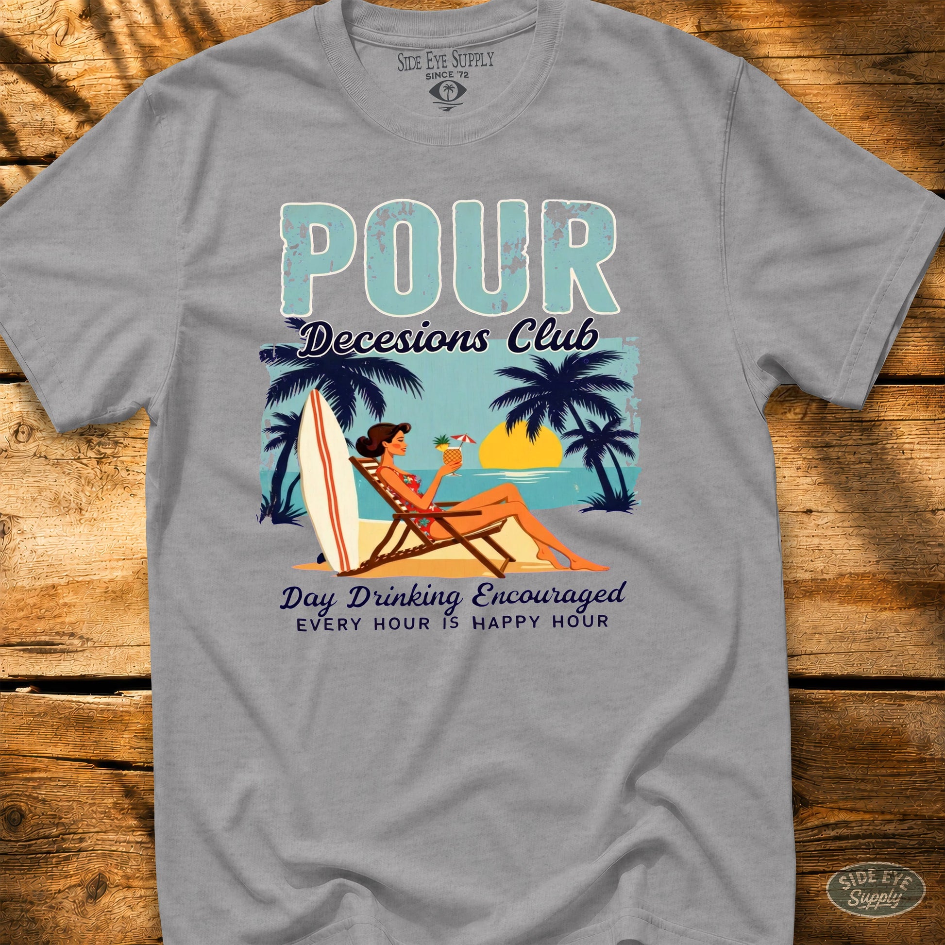 Pour Decisions Club Tee Sport Grey / S - by Side Eye Supply - Surf Beach Life Apparel