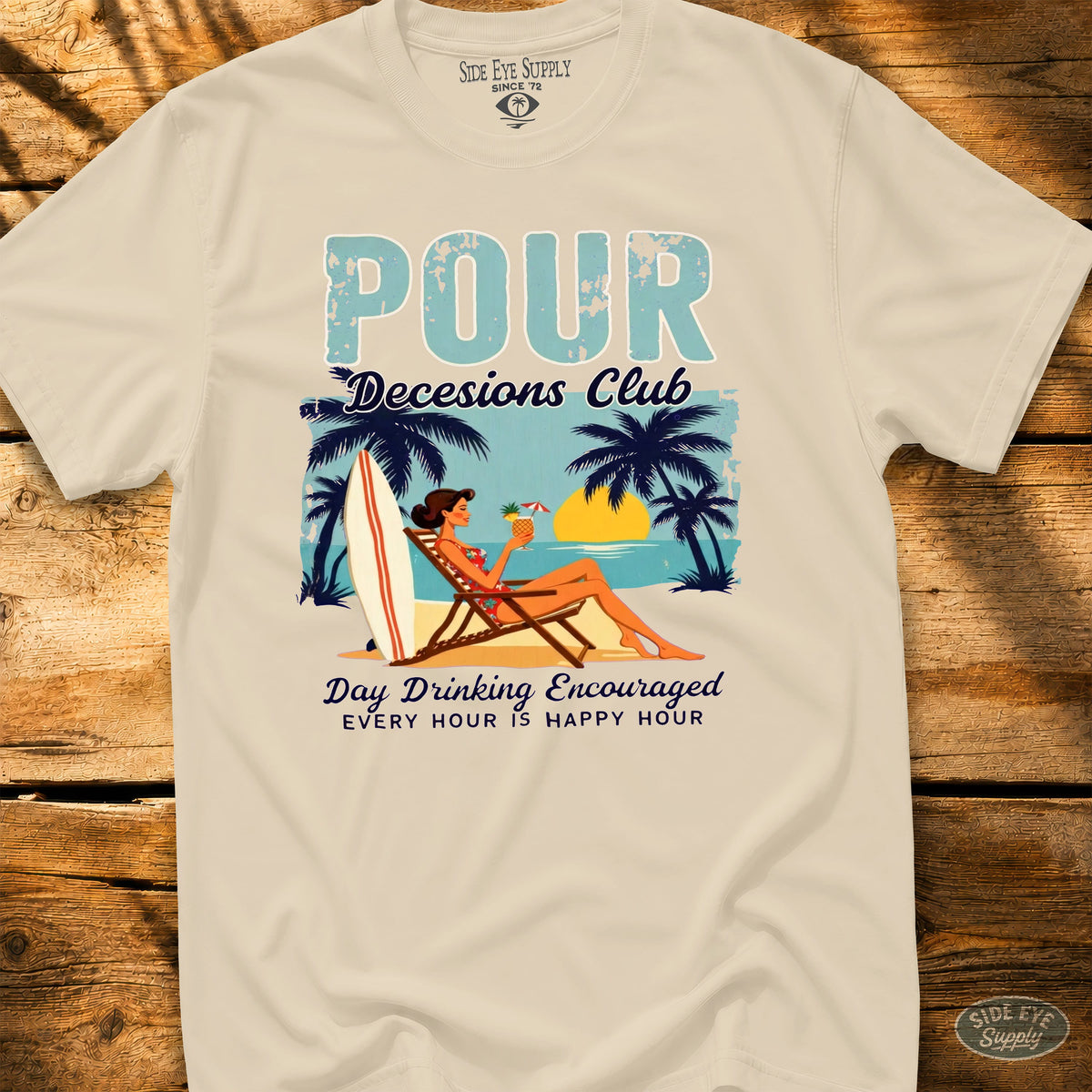 Pour Decisions Club Tee Natural / S - by Side Eye Supply - Surf Beach Life Apparel
