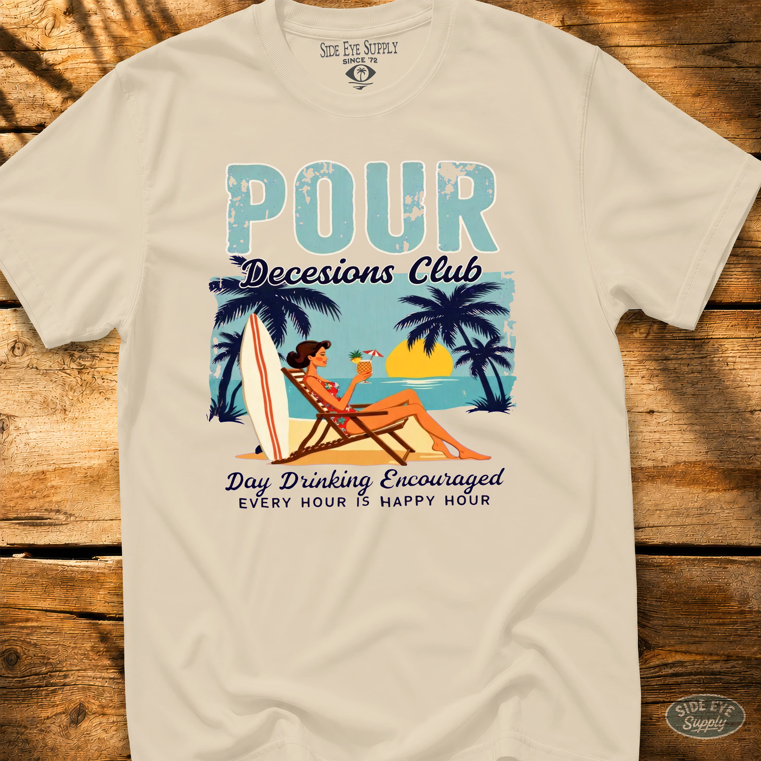 Pour Decisions Club Tee Natural / S - by Side Eye Supply - Surf Beach Life Apparel