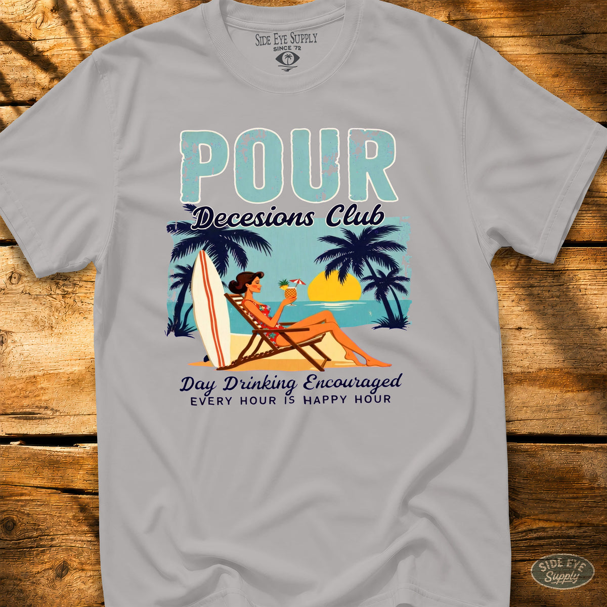 Pour Decisions Club Tee Ice Grey / S - by Side Eye Supply - Surf Beach Life Apparel