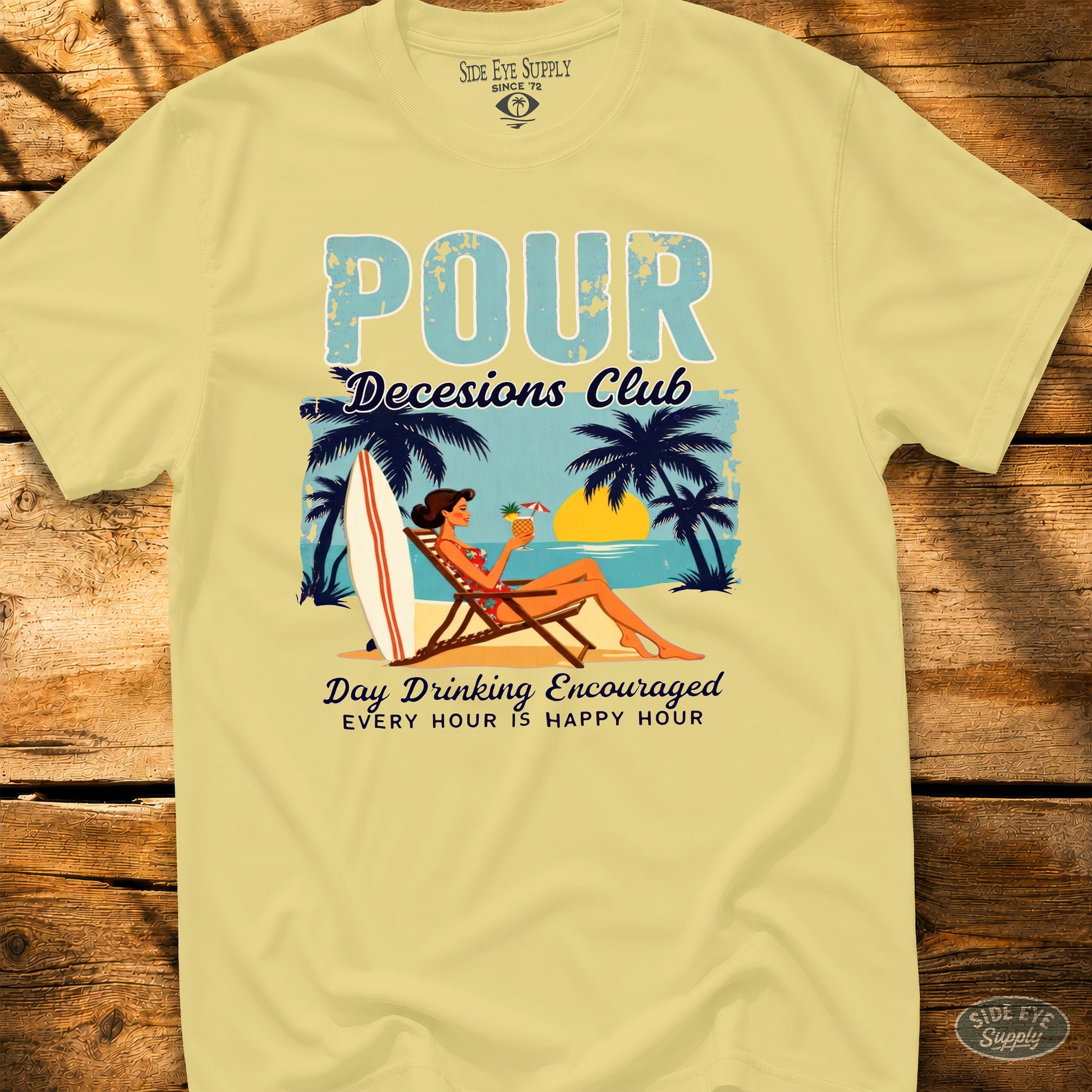 Pour Decisions Club Tee Cornsilk / S - by Side Eye Supply - Surf Beach Life Apparel