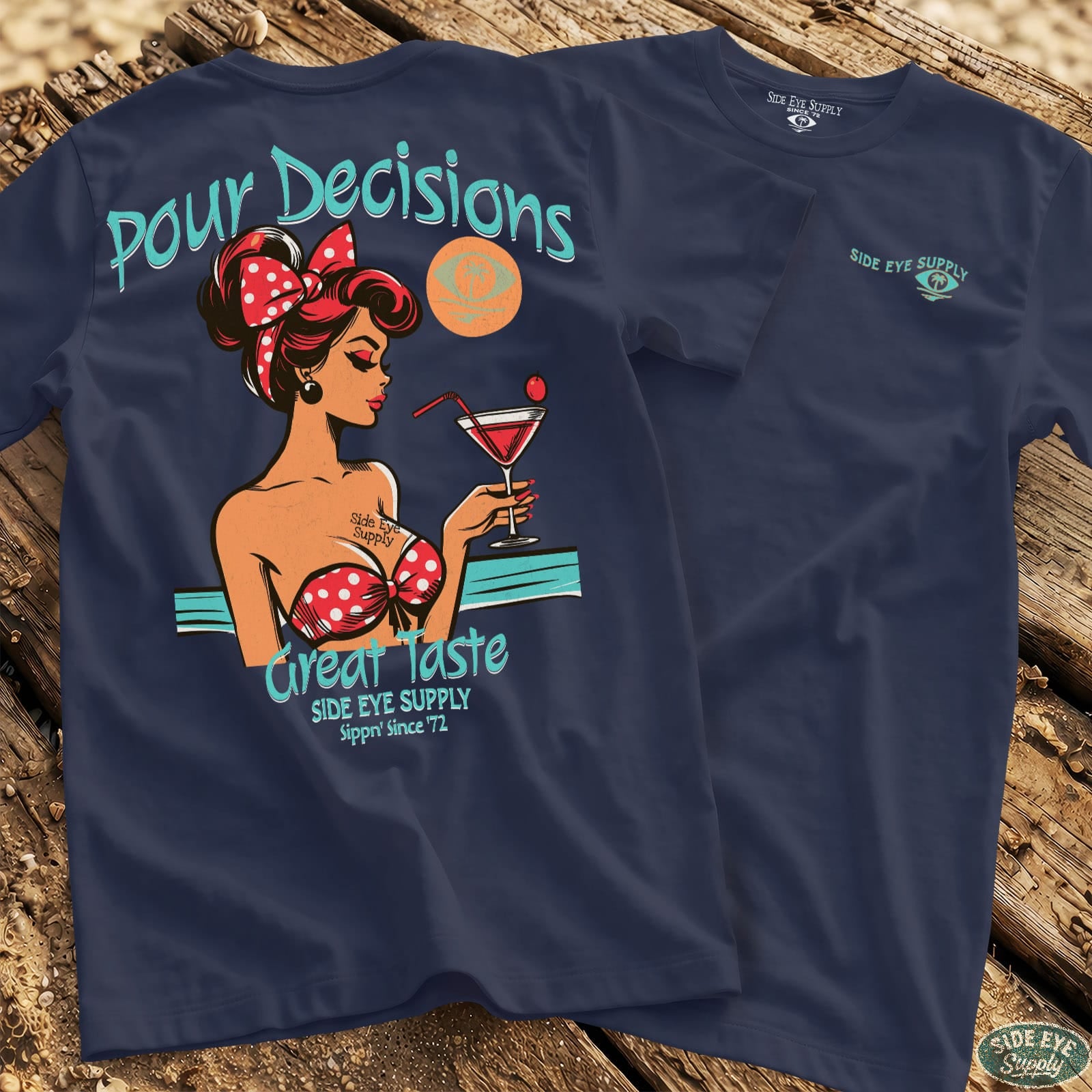 Pour Decisions Tee Navy / S - by Side Eye Supply - Surf Beach Life Apparel