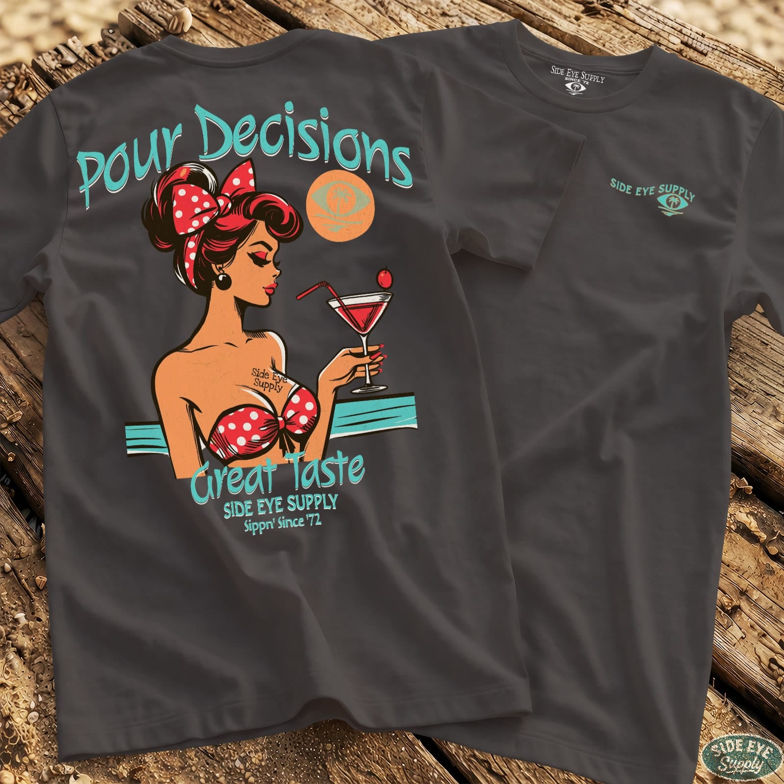Pour Decisions Tee Charcoal / S - by Side Eye Supply - Surf Beach Life Apparel