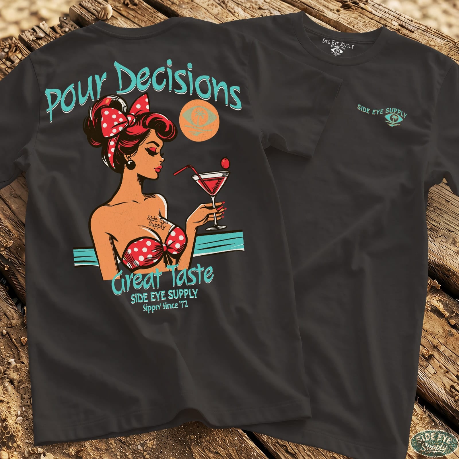 Pour Decisions Tee Black / S - by Side Eye Supply - Surf Beach Life Apparel