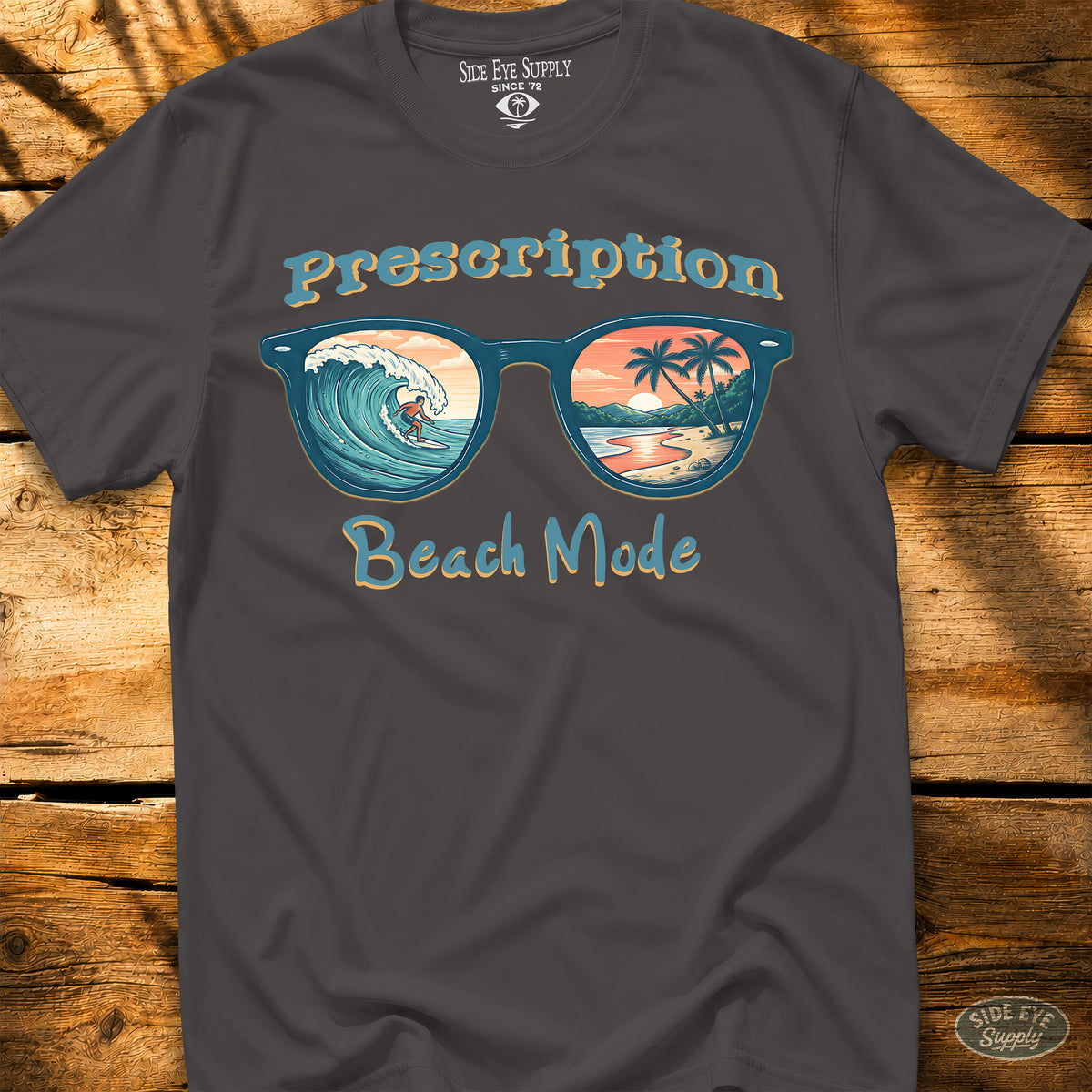 Prescription Beach Mode Tee Charcoal / S - by Side Eye Supply - Surf Beach Life Apparel