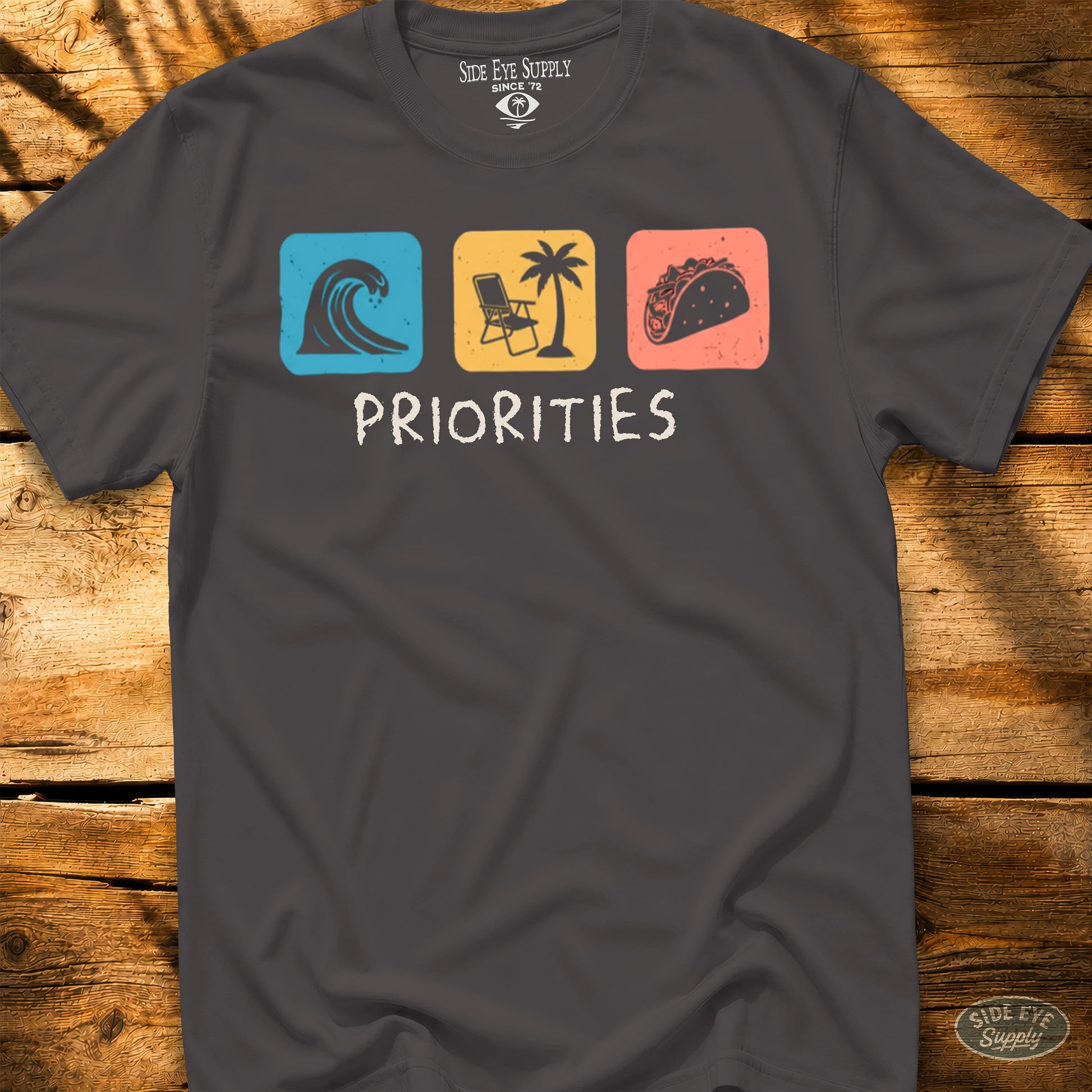 Priorities Tee Charcoal / S - by Side Eye Supply - Surf Beach Life Apparel