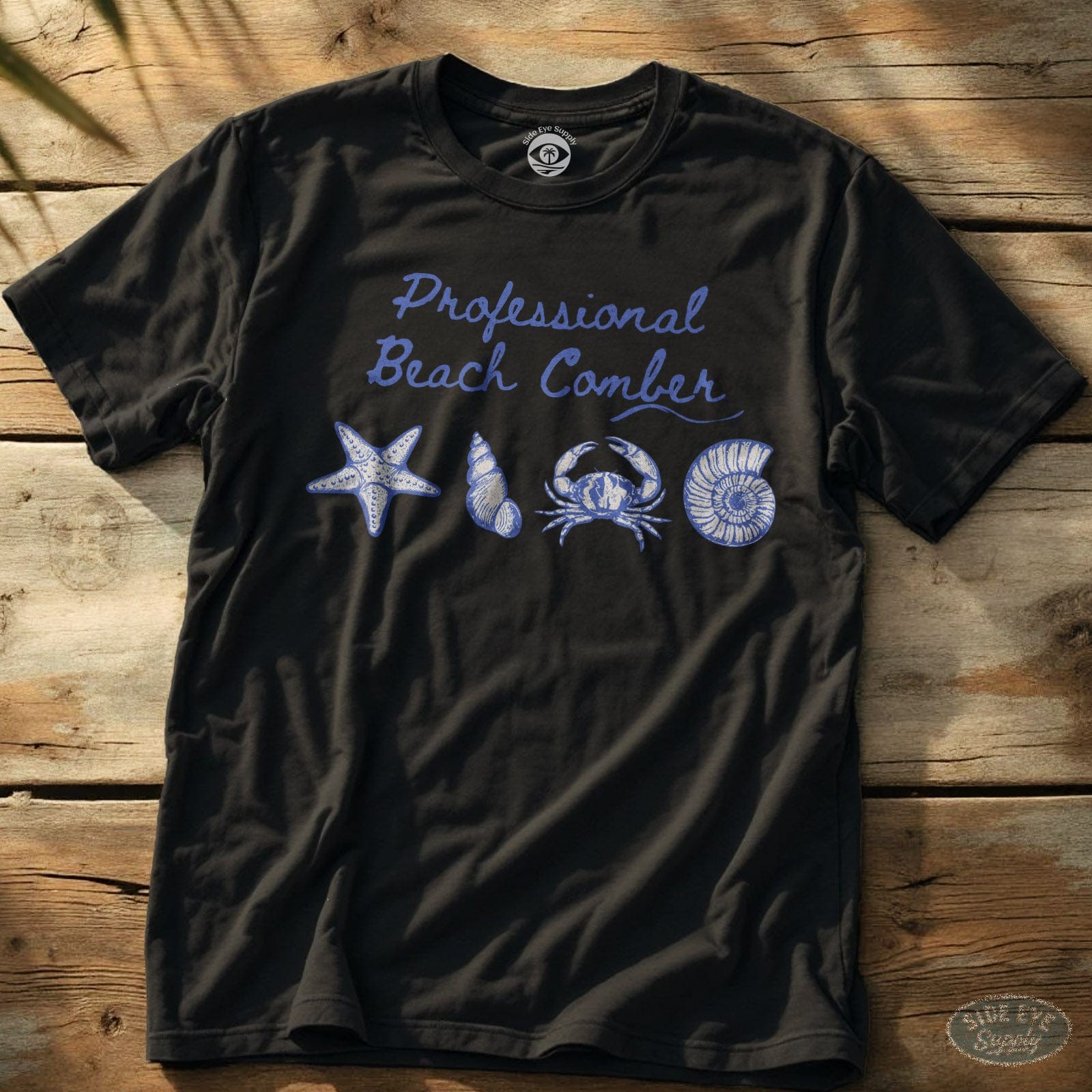 Professional Beach Comber Tee Black / S - by Side Eye Supply - Surf Beach Life Apparel