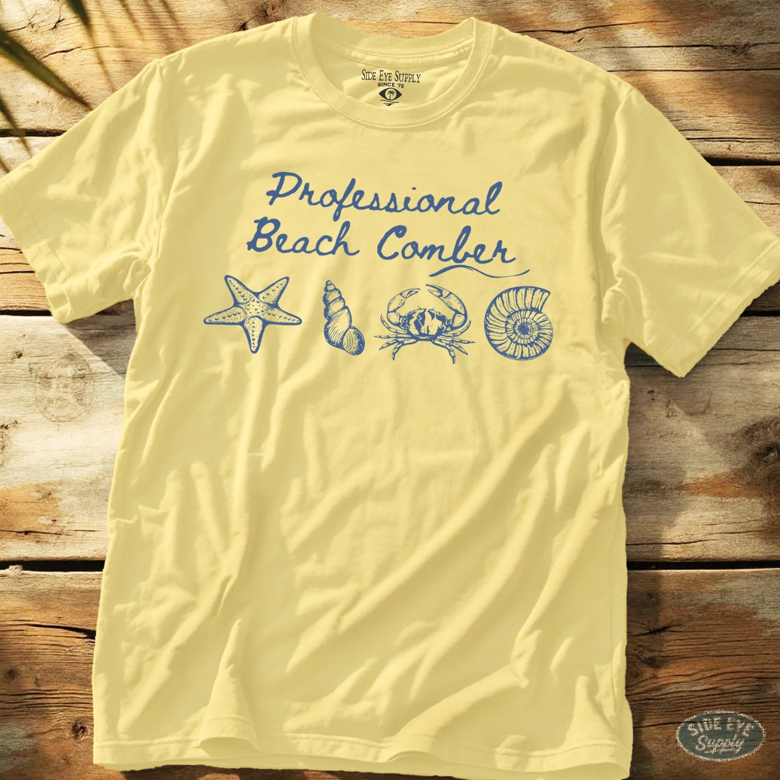 Professional Beach Comber Tee Cornsilk / S - by Side Eye Supply - Surf Beach Life Apparel