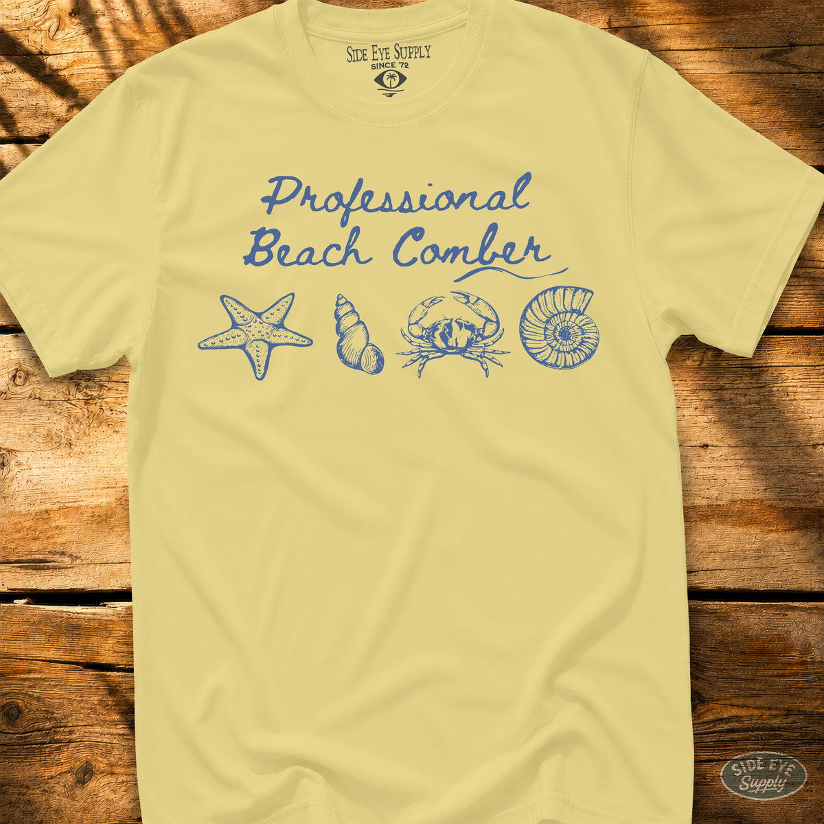 Professional Beach Comber Tee Cornsilk / S - by Side Eye Supply - Surf Beach Life Apparel
