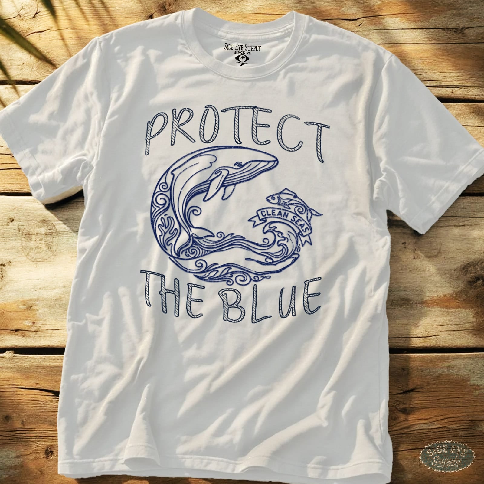 Protect The Blue Tee White / S - by Side Eye Supply - Surf Beach Life Apparel