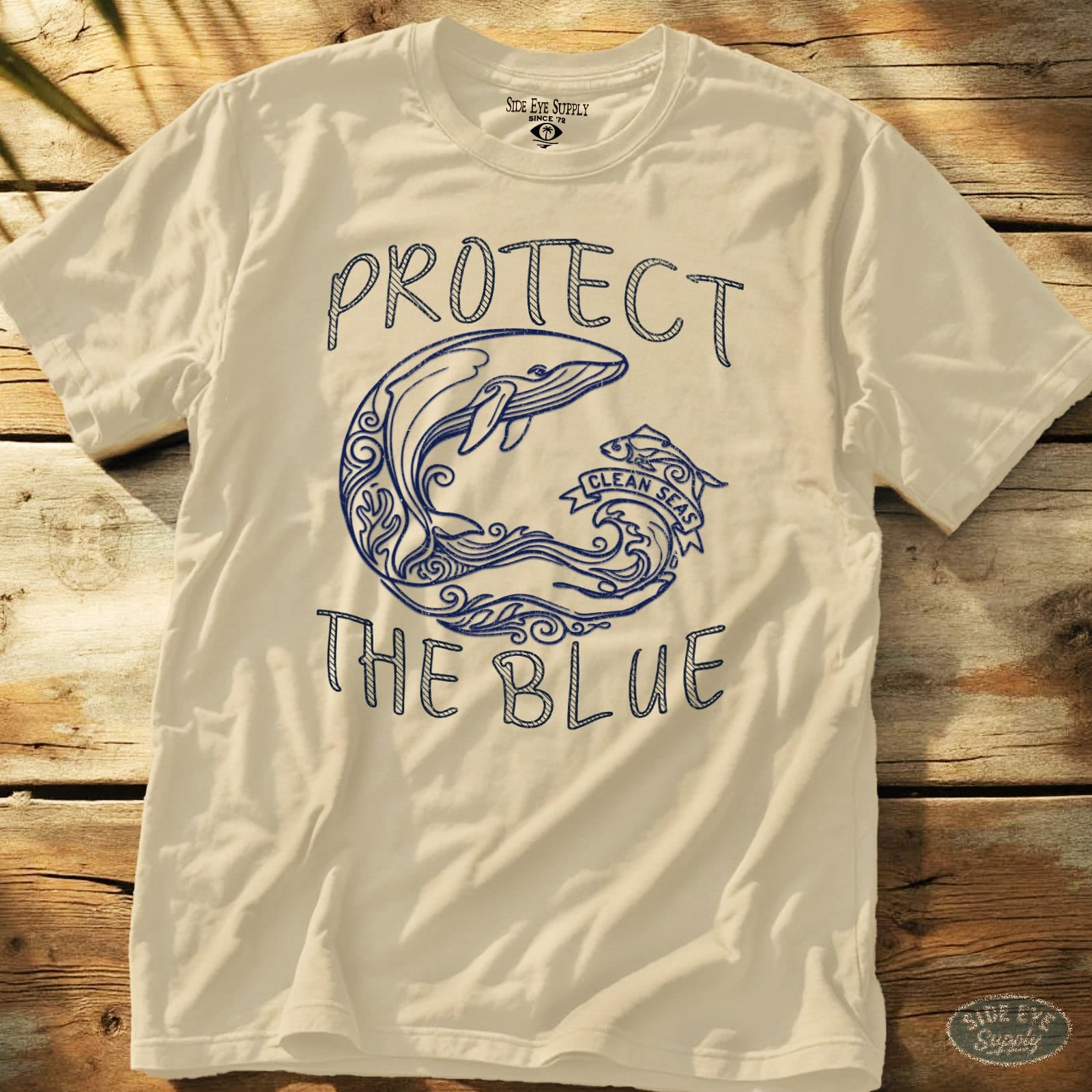 Protect The Blue Tee Natural / S - by Side Eye Supply - Surf Beach Life Apparel