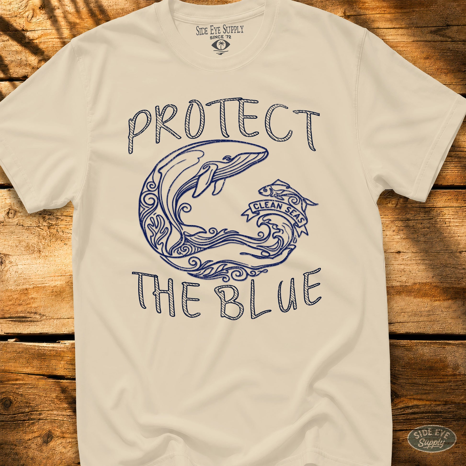 Protect The Blue Tee Natural / S - by Side Eye Supply - Surf Beach Life Apparel