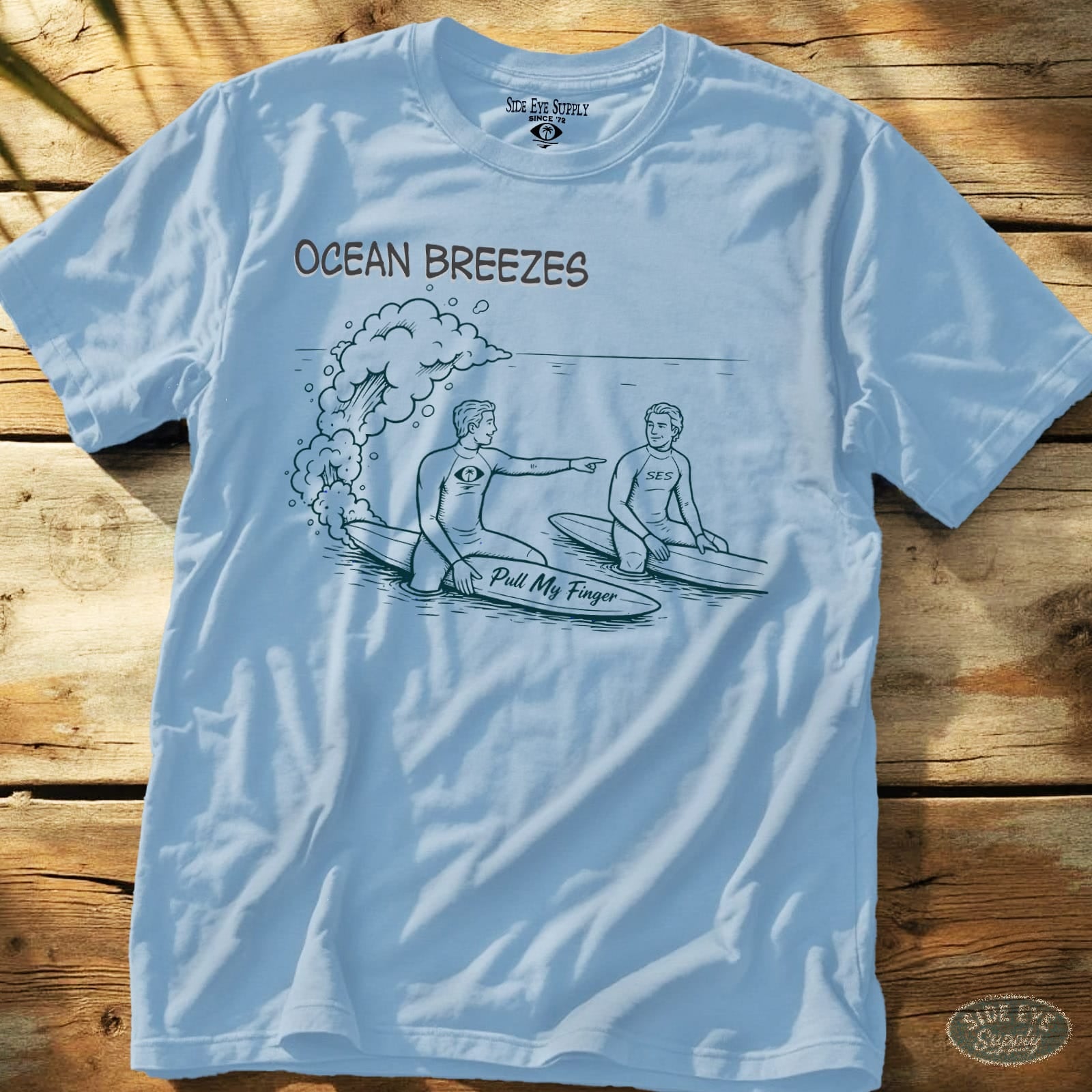 Pull My Finger Tee Light Blue / S - by Side Eye Supply - Surf Beach Life Apparel