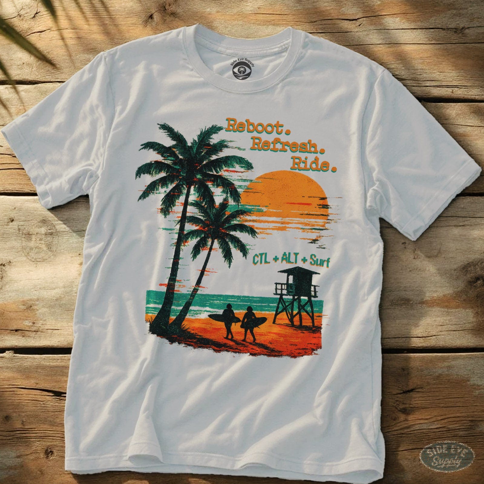 Reboot Refresh Ride T-Shirt White / S - by Side Eye Supply - Surf Beach Life Apparel
