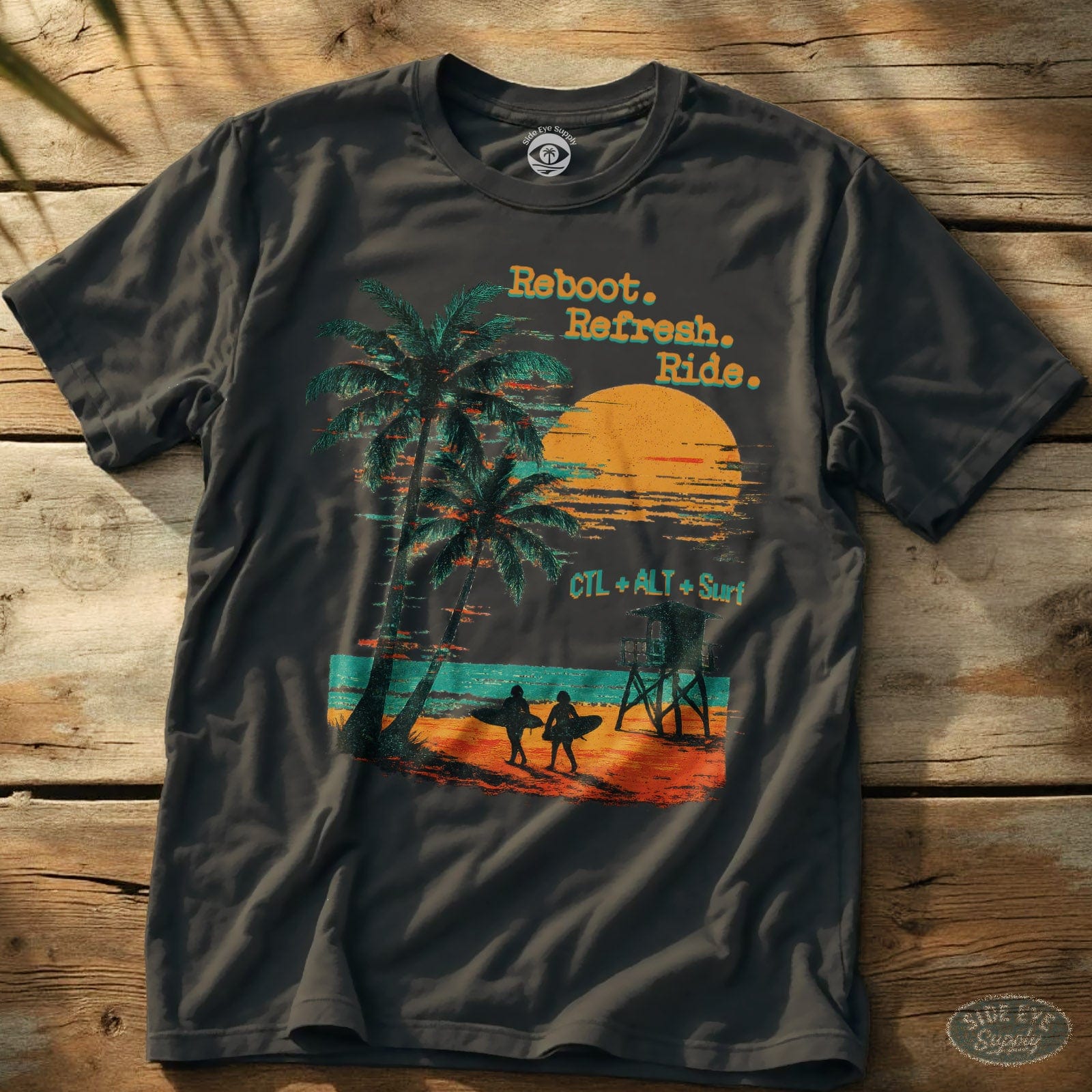 Reboot Refresh Ride T-Shirt Charcoal / S - by Side Eye Supply - Surf Beach Life Apparel