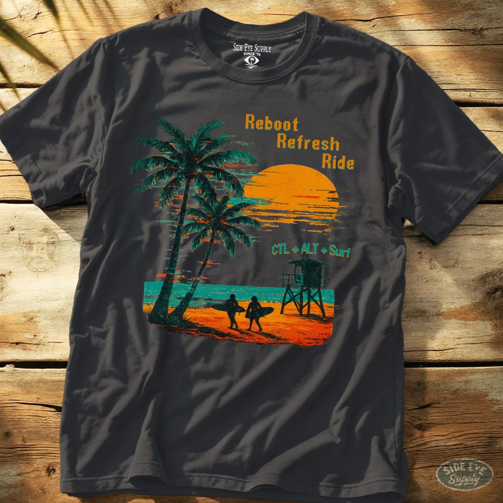 Reboot Refresh Ride Tee Charcoal / S - by Side Eye Supply - Surf Beach Life Apparel