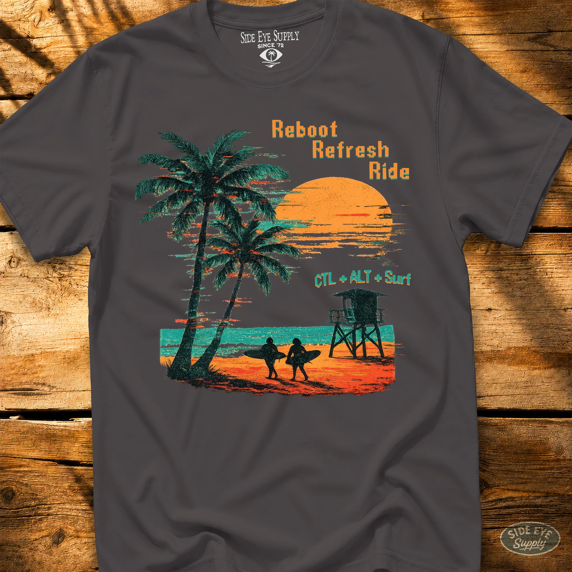 Reboot Refresh Ride Tee Charcoal / S - by Side Eye Supply - Surf Beach Life Apparel