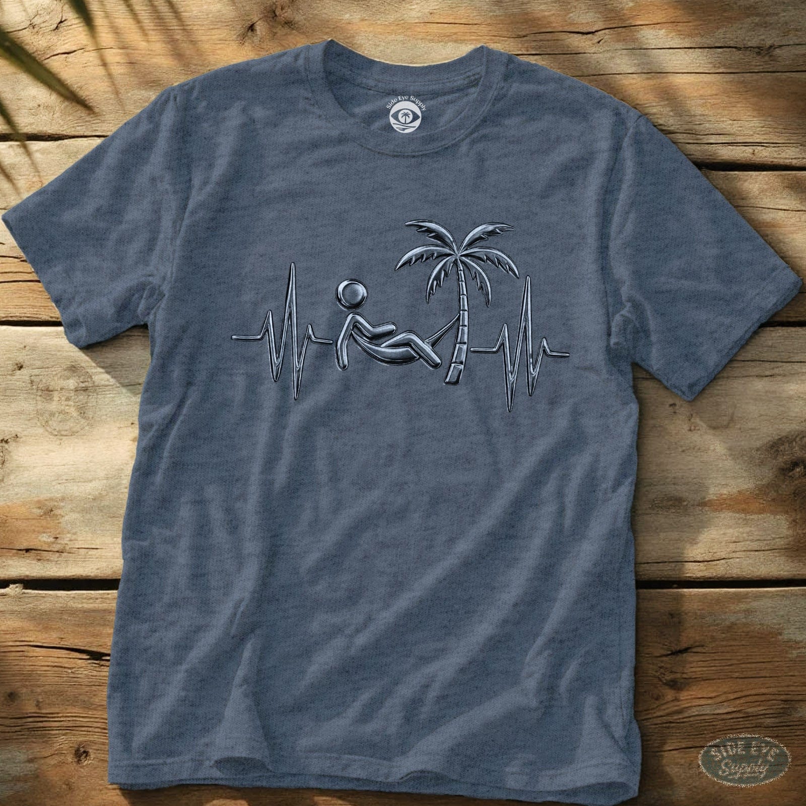 Relaxation Rhythm Tee Heather Indigo / S - by Side Eye Supply - Surf Beach Life Apparel