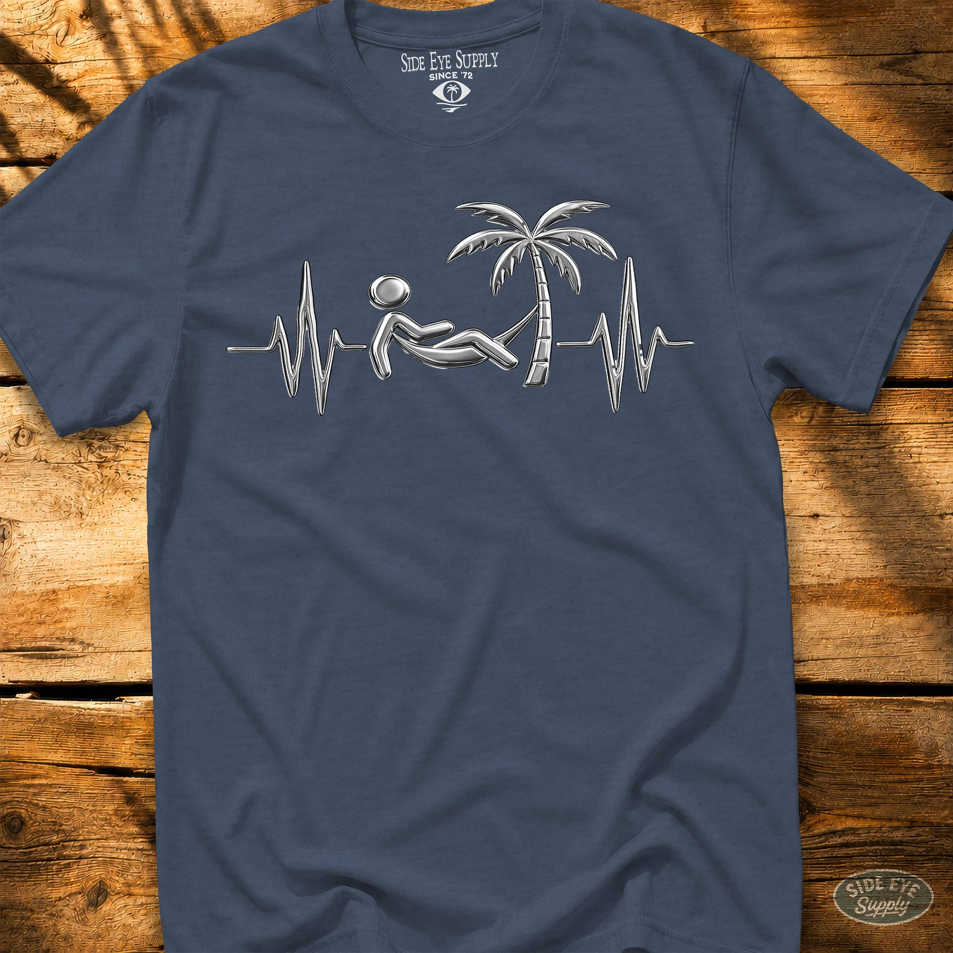 Relaxation Rhythm Tee Heather Indigo / S - by Side Eye Supply - Surf Beach Life Apparel
