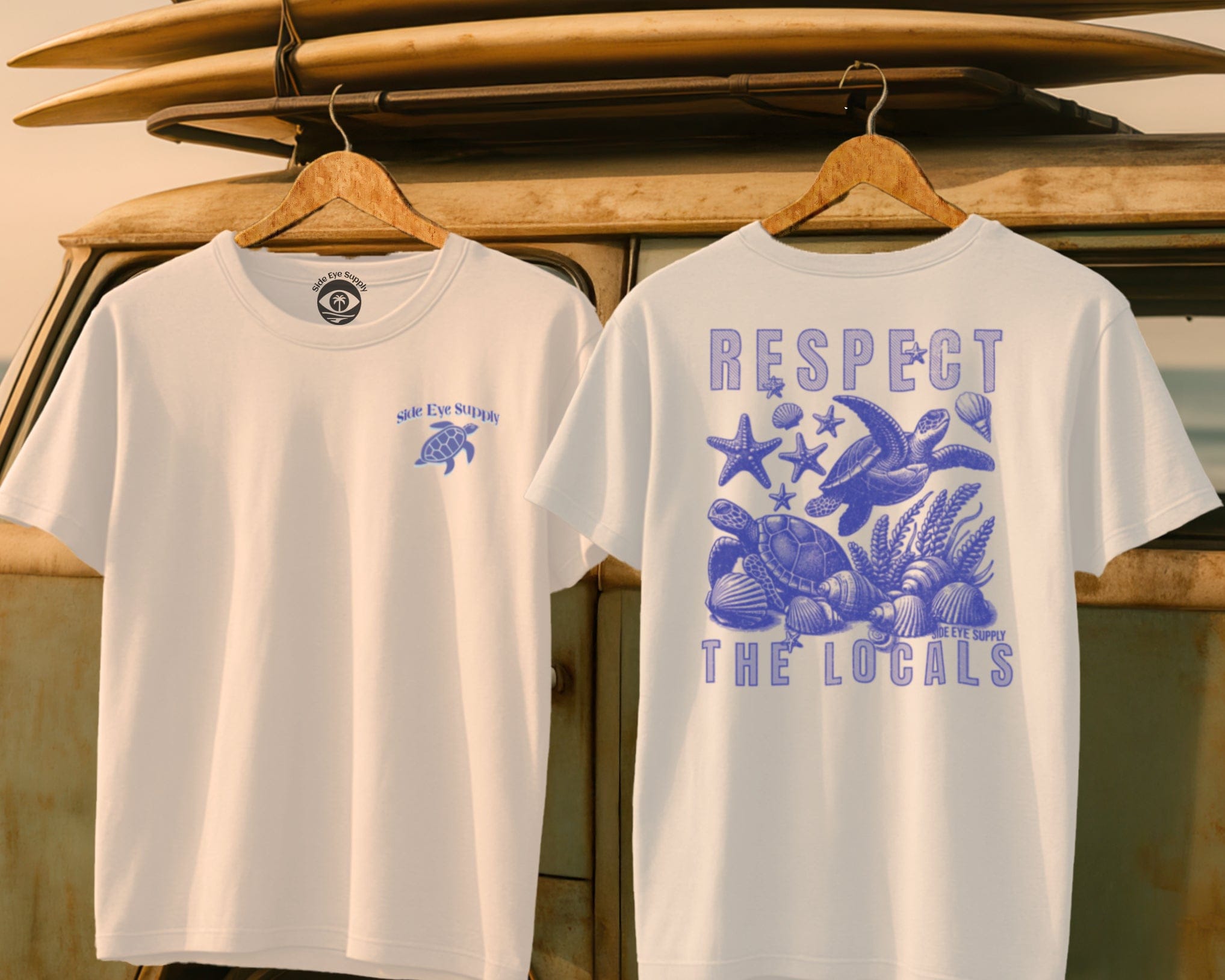 Respect the Locals Tee White / S - by Side Eye Supply - Surf Beach Life Apparel