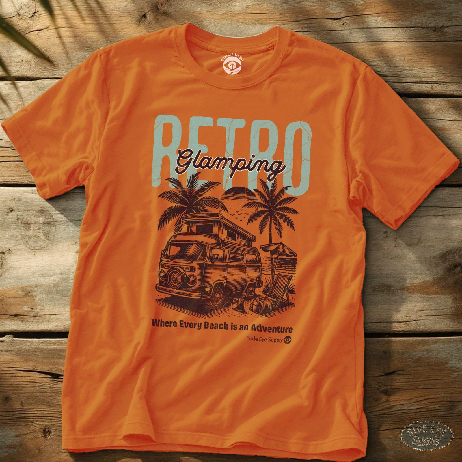 Retro Glamping Tee Orange / S - by Side Eye Supply - Surf Beach Life Apparel