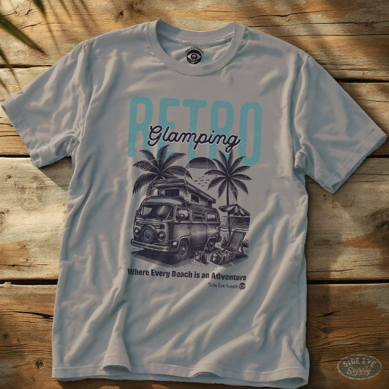 Retro Glamping Tee Ice Grey / S - by Side Eye Supply - Surf Beach Life Apparel