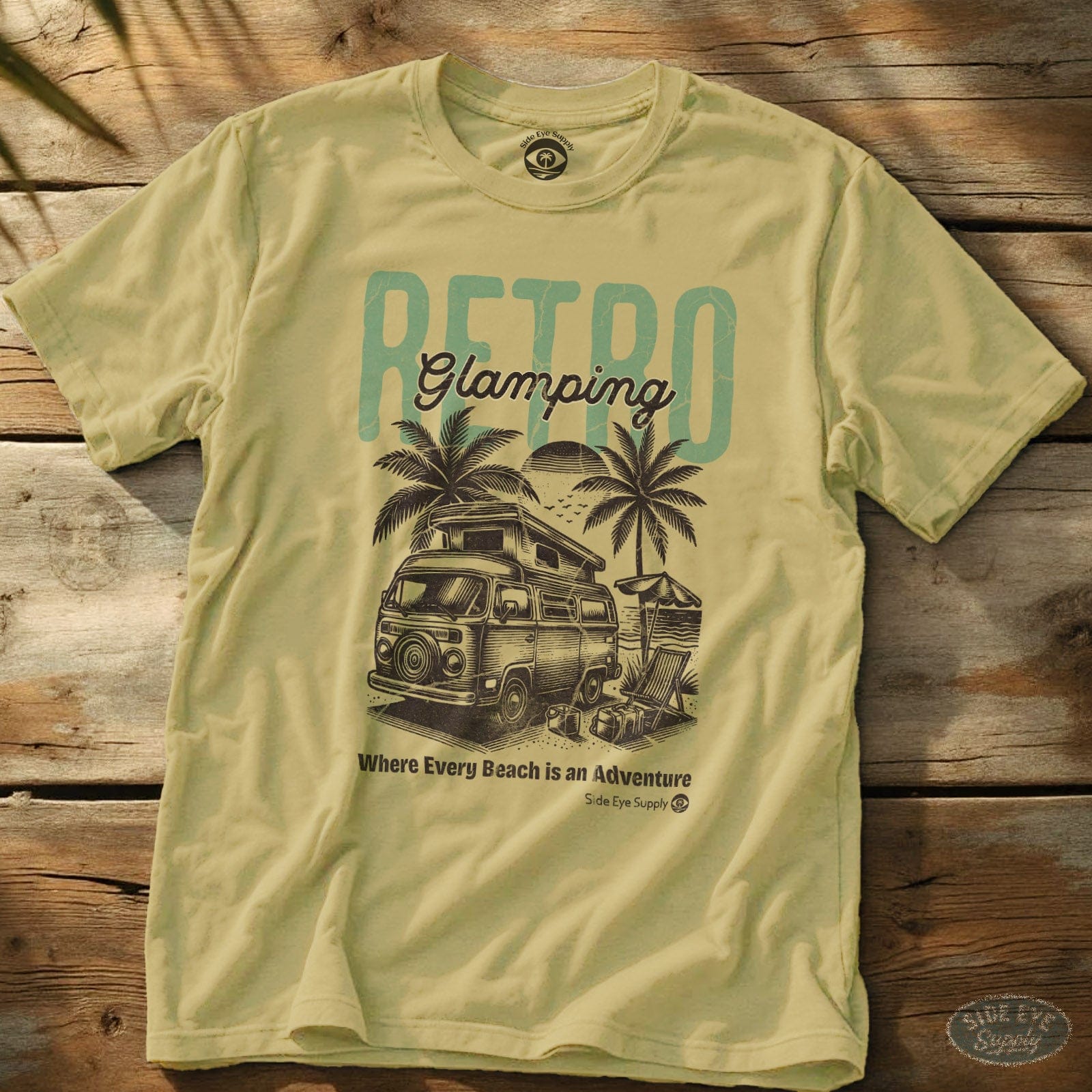Retro Glamping Tee Cornsilk / S - by Side Eye Supply - Surf Beach Life Apparel