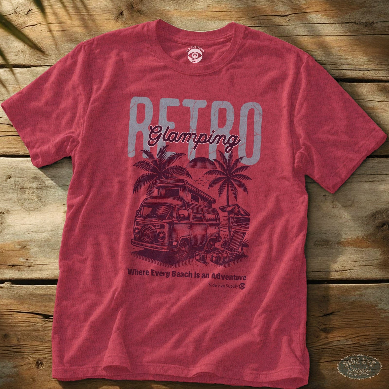 Retro Glamping Tee Heather Red / S - by Side Eye Supply - Surf Beach Life Apparel